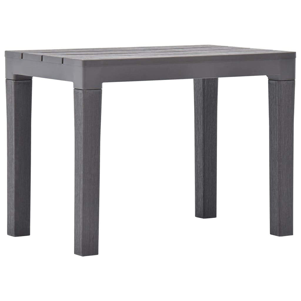 vidaXL Brown Plastic Outdoor Garden Table Set with 2 Benches - Perfect for Patio, Backyard, and Picnic Use