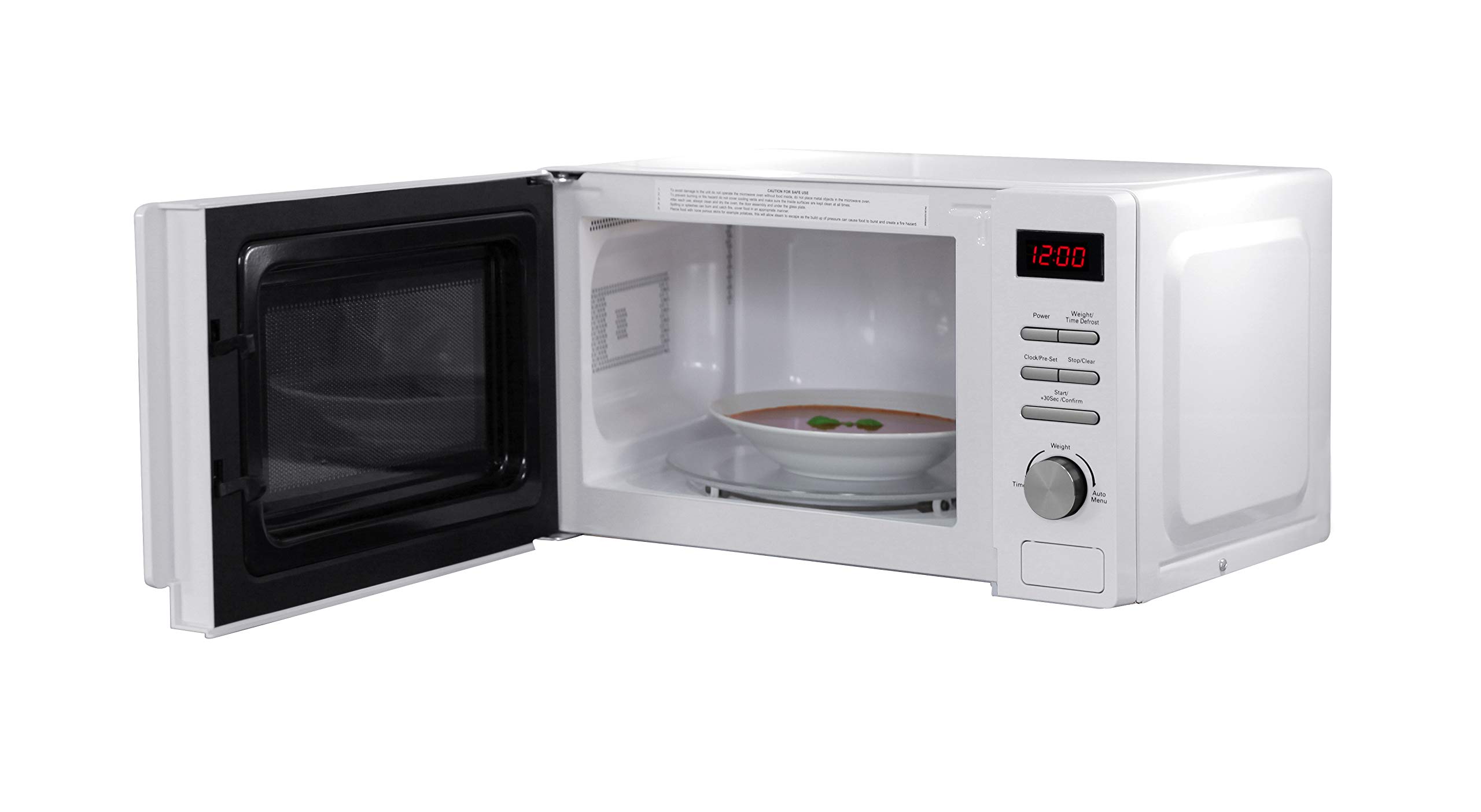 Russell Hobbs RHM2079A 20L 800W White Digital Microwave - 5 Power Levels, Auto Defrost, 8 Auto Cook Menus, Clock & Timer, Easy Clean - Perfect for Dorms, Offices & Small Kitchens