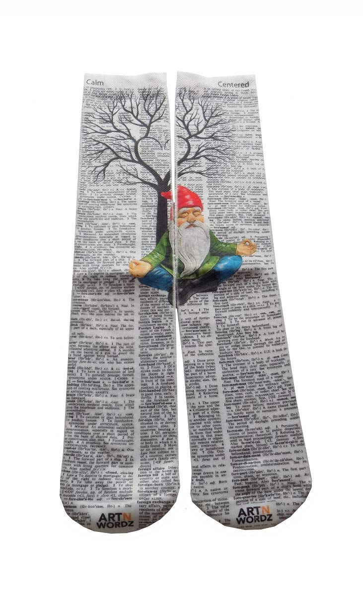 Gnomaste Gnome Meditation Dictionary Pop Art Unisex Socks - Funny Novelty Yoga & Zen Gifts for Men Women - Perfect for Meditation, Yoga Practice & Relaxation at Home