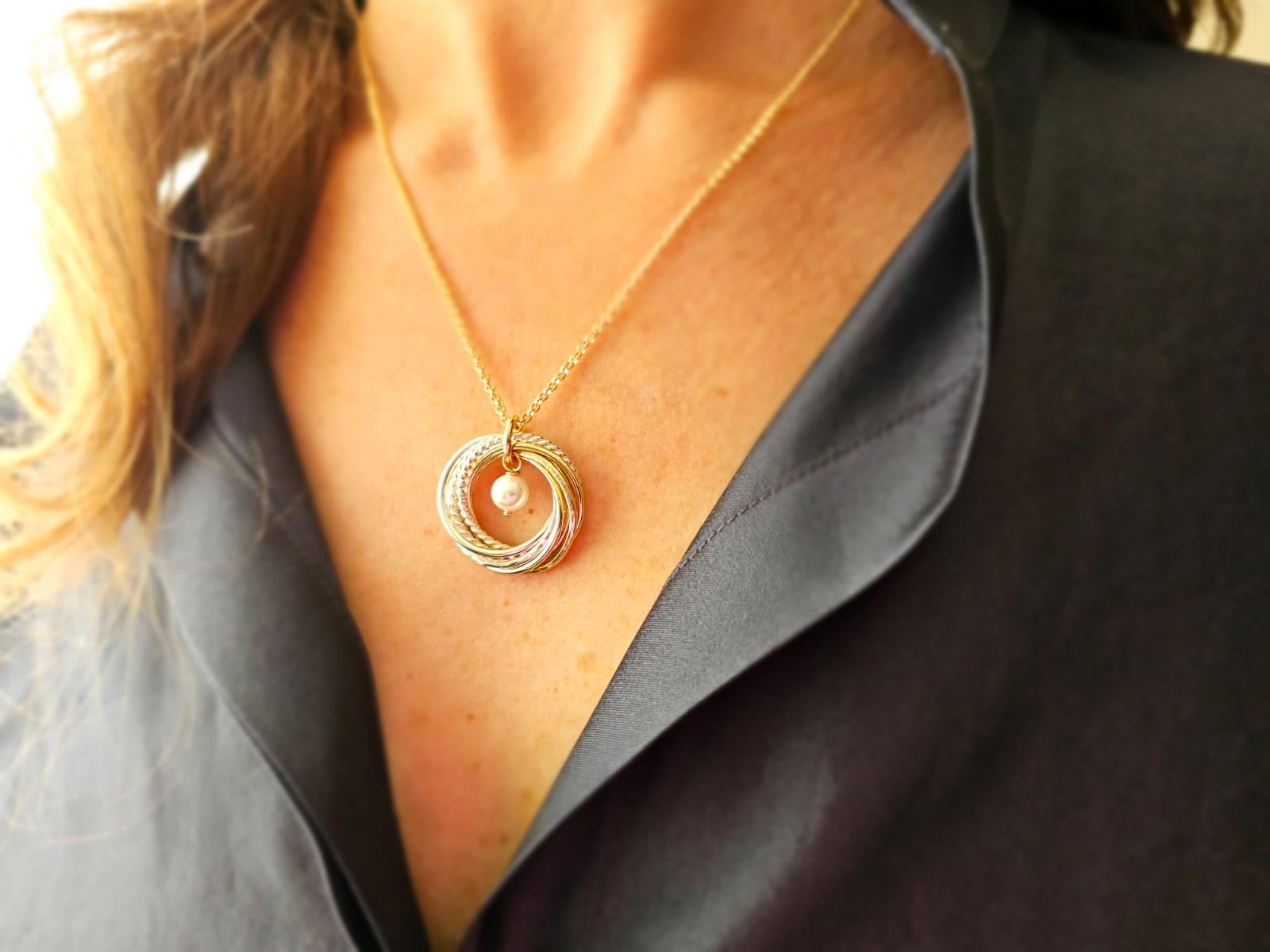 70th Birthday Gifts for Women - Blue Topaz Birthstone Necklace Jewelry with 7 Rings for 7 Decades | Perfect Mother's Day, Anniversary & Milestone Celebration Present