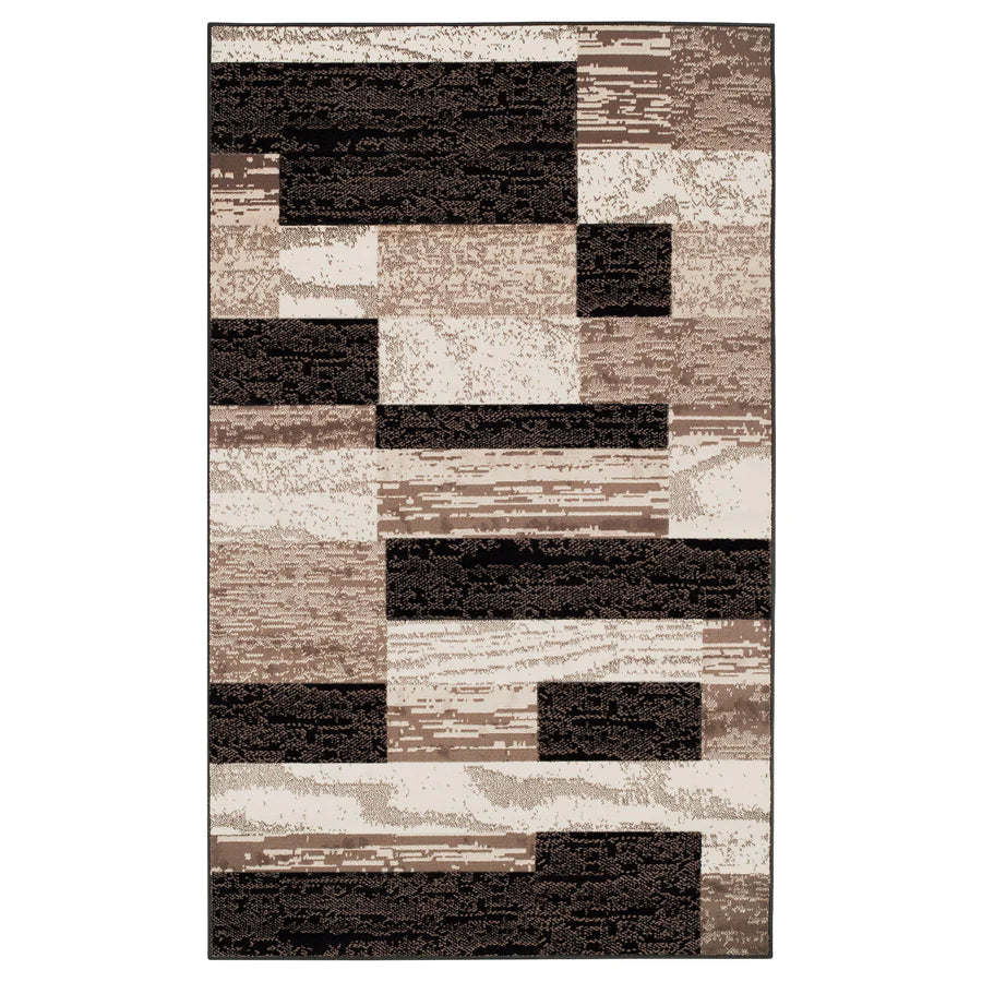 Stylish Rockwood Contemporary Geometric Patchwork Area Rug - Non-Slip Indoor Runner for Living Room, Bedroom & Office Decor
