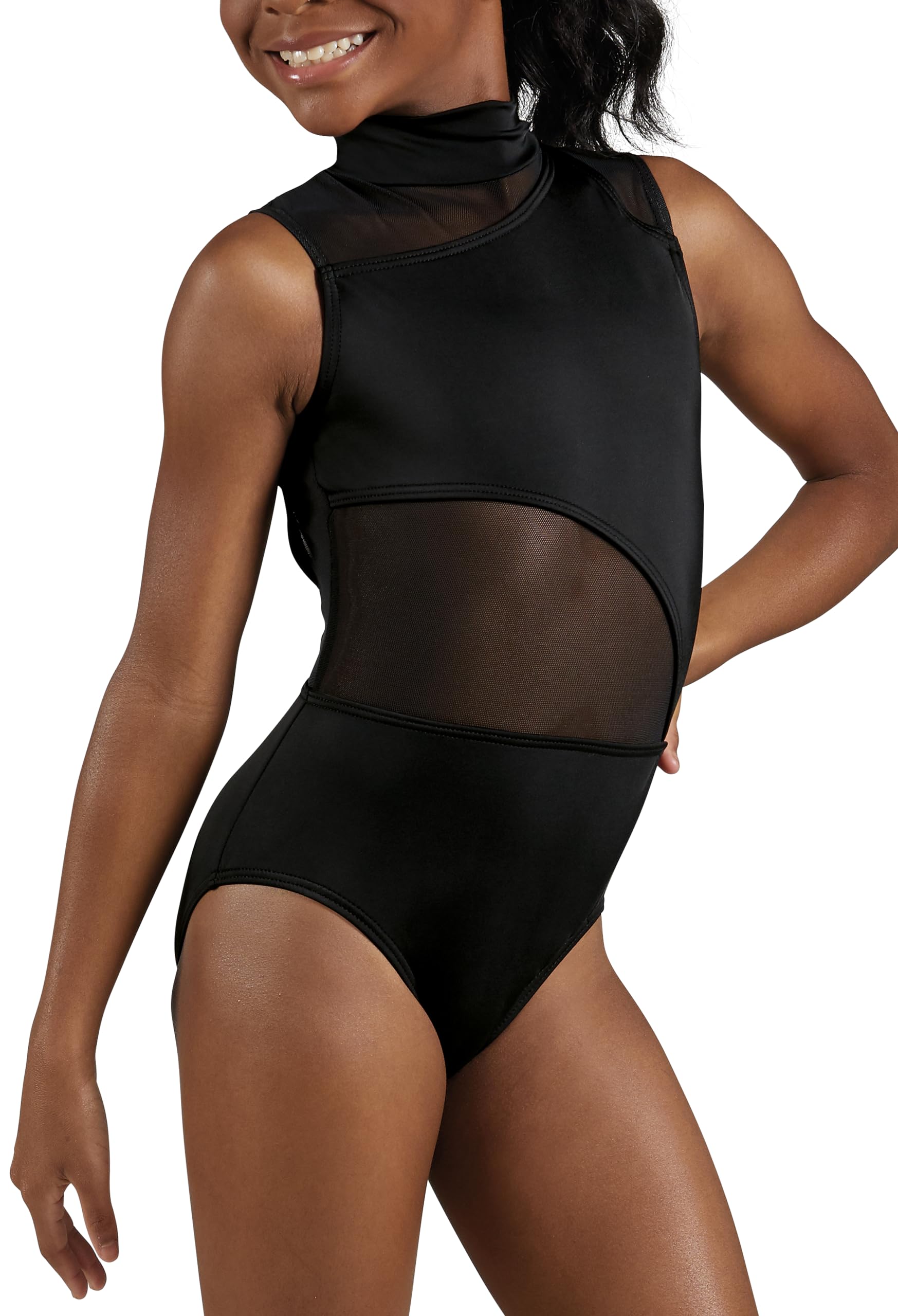 Balera Asymmetrical Mesh Inset Leotard with Keyhole Back - Dance Leotards for Girls & Women - Ballet, Jazz, Contemporary & Performance Wear
