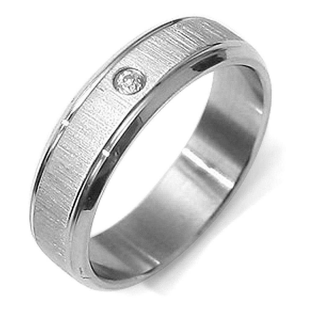 Custom Engraved Titanium Couple Rings with CZ Diamonds - Matte Silver Wedding Bands for Anniversary, Valentine's Day Gift - Perfect for Engagements, Proposals & Romantic Occasions