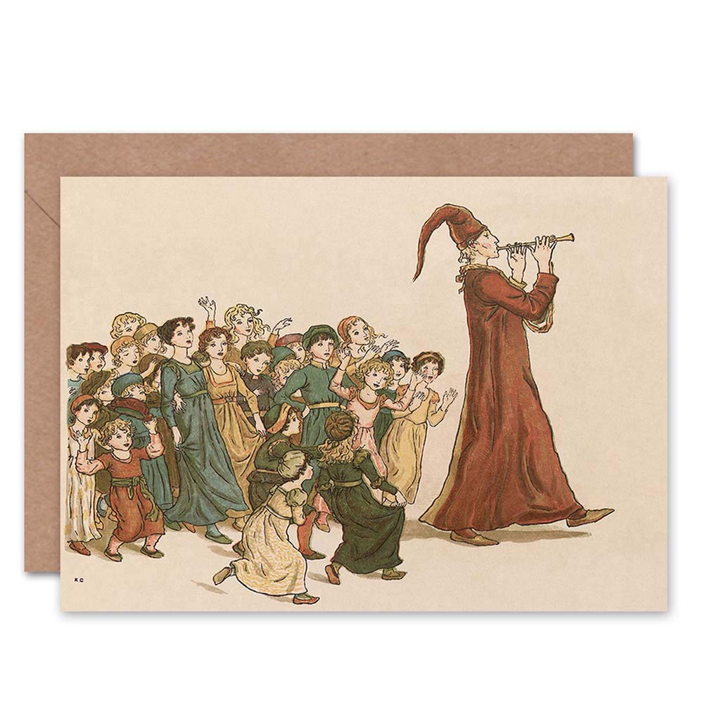 Wee Blue Coo Pied Piper of Hamelin Greeting Card - Vintage Art Painting for Birthdays, Holidays & Special Occasions - Perfect Gift for Book Lovers & Fairy Tale Fans