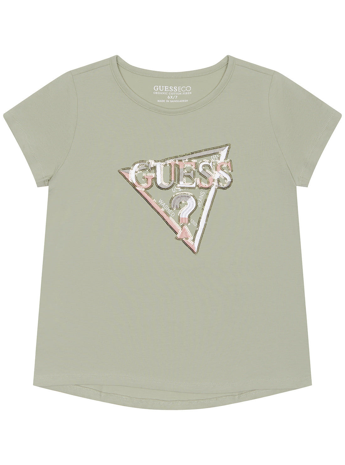 Light Green Sequin Triangle Logo T-Shirt for Kids (Size 2-6) - Perfect for Birthday Parties, Photo Shoots & Special Occasions