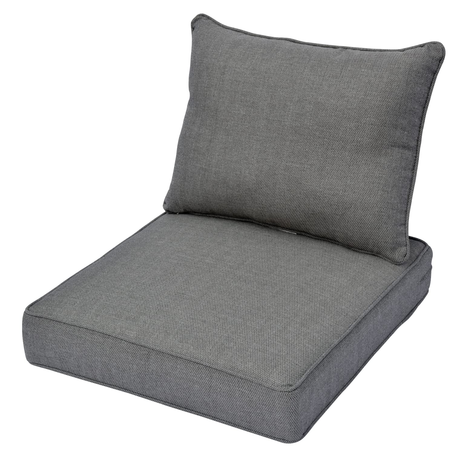 HOOOWOOO 24x24x5 Inch Thick Outdoor Patio Seat Cushions Set - Weather Resistant Olefin Fabric with Zipper - Dark Gray Sofa Cushions for Loveseat, Garden, Deck, and Poolside Relaxation