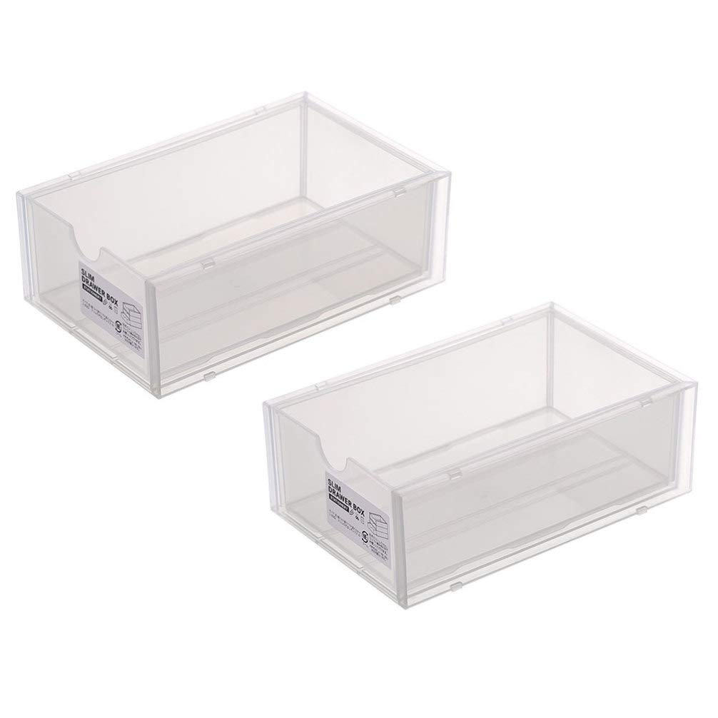 2-Pack Hemoton Stackable Plastic Storage Boxes - Modern Desktop Organizer for Makeup, Jewelry, Stationery & Office Supplies | Drawer & Bin Storage Solution for Home & Office Organization