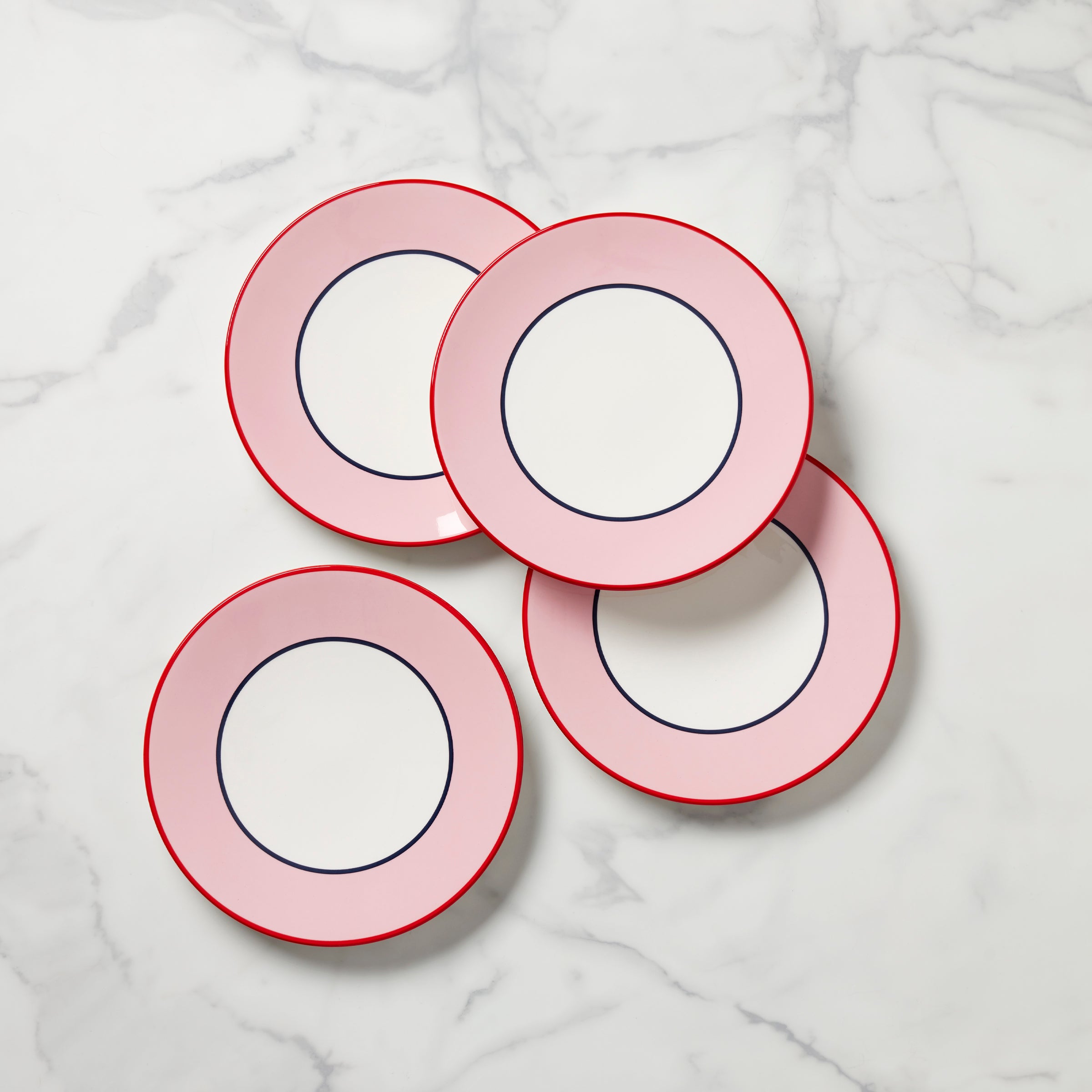 Make It Pop Accent Plates - Set of 4 Colorful Pink & Blue Dinner Plates for Party, Wedding, or Home Decor