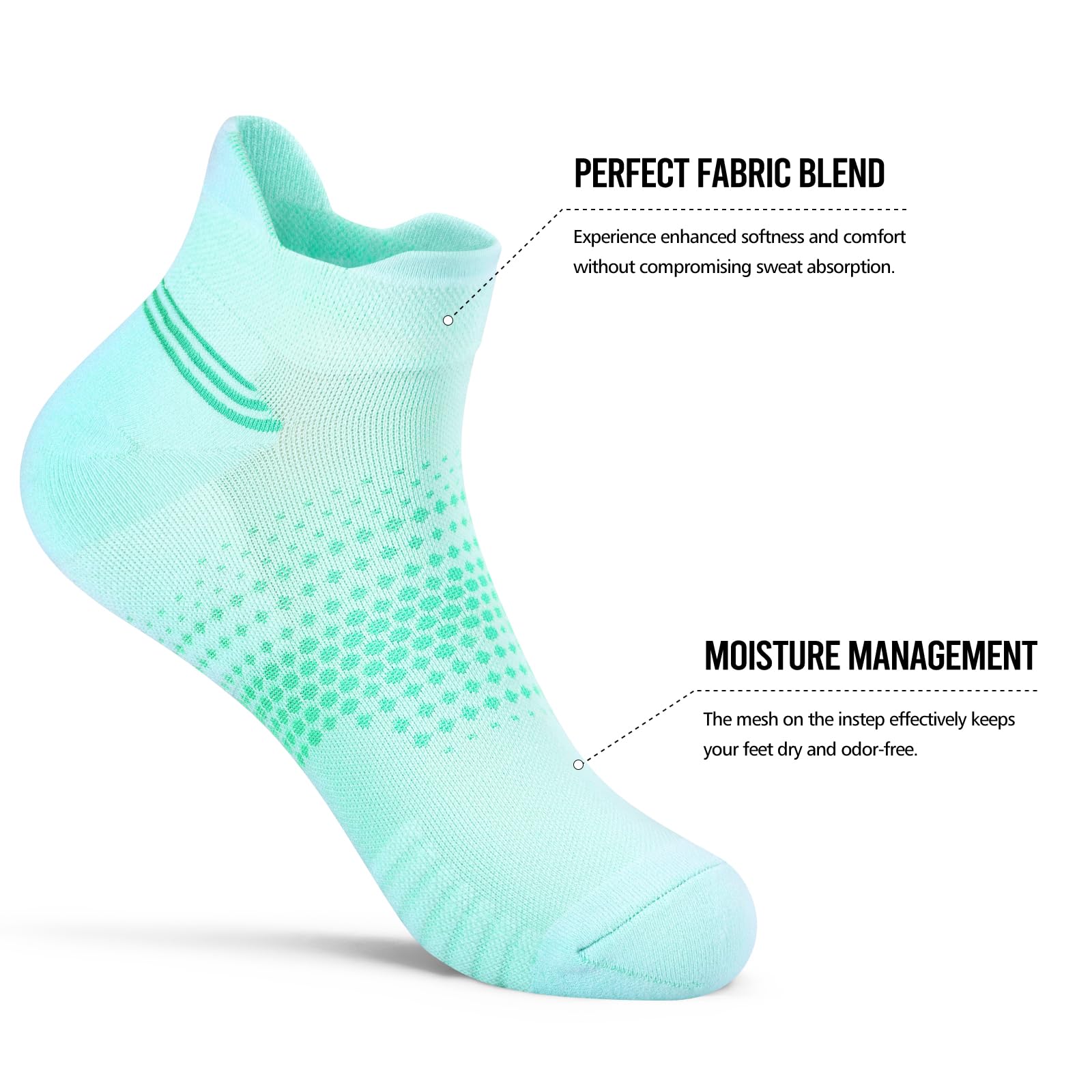 PAPLUS Women's Ankle Compression Socks 6-Pack - Running & Athletic Socks with Heel Tab & Cushion Support - Breathable Low Cut Socks for Workout, Marathon, Nursing & Travel
