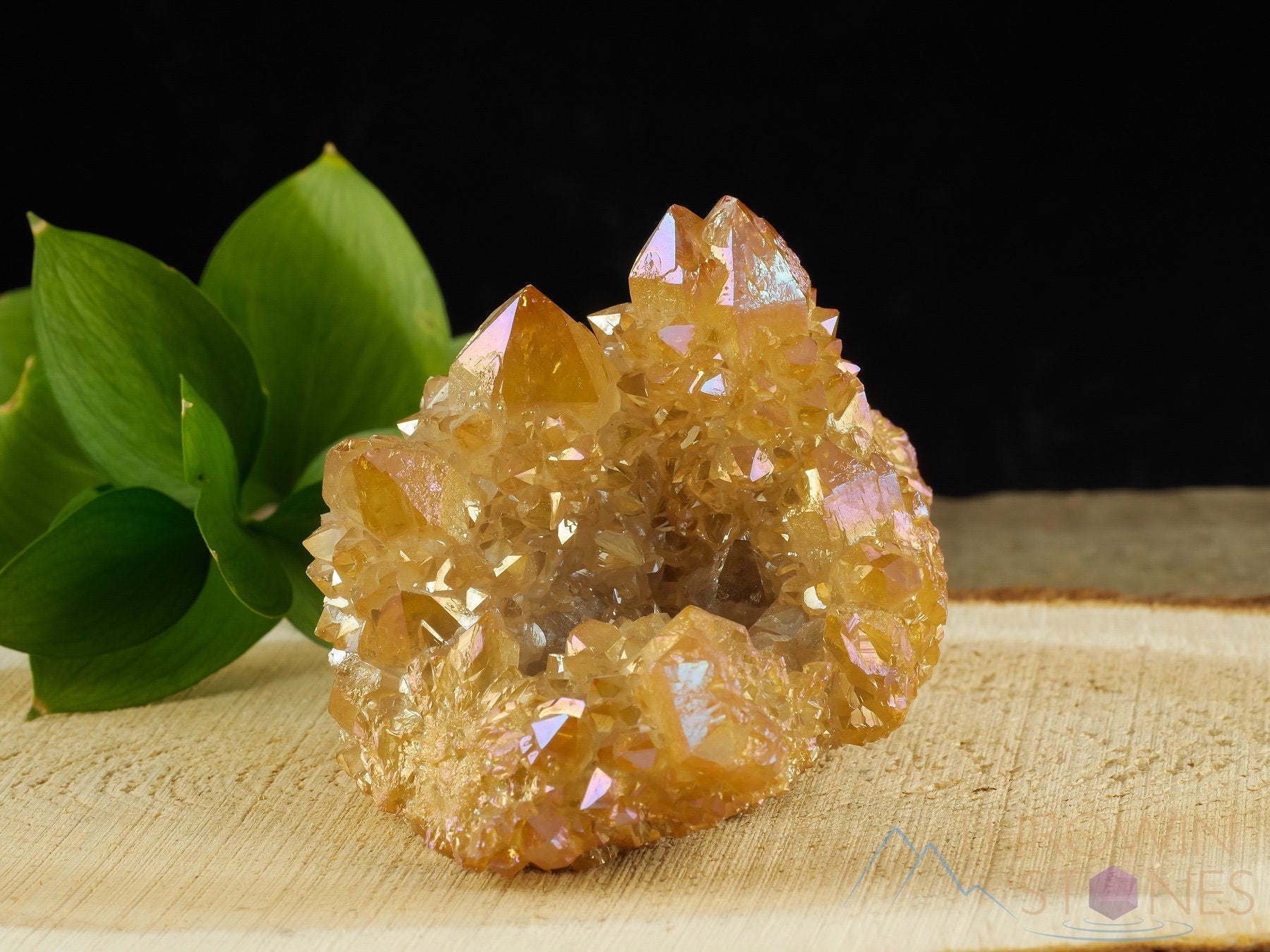 Natural Orange Tangerine Aura Quartz Crystal Cluster - Rainbow Spirit Quartz Healing Stone for Meditation, Reiki & Home Decor (R0509) | Perfect for Yoga Spaces, Altars & Positive Energy Rooms