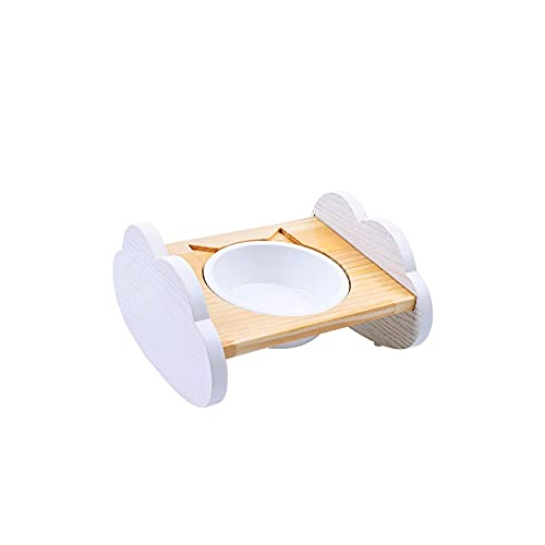 Premium Pet Water Bowl for Dogs & Cats - Ergonomic High-Foot Design to Protect Neck & Spine, Includes Square Wooden Stand - Perfect for Home, Office, or Travel Use