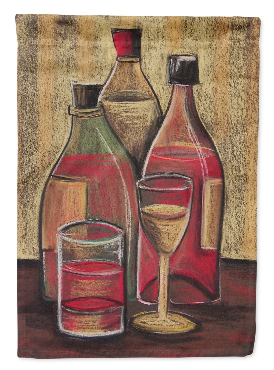 Caroline's Treasures BTBU0169CHF Large Multicolor Wine Bottles & Glasses Canvas House Flag - Perfect for Outdoor Decor, Garden Parties, and Wine Lovers' Home Decor