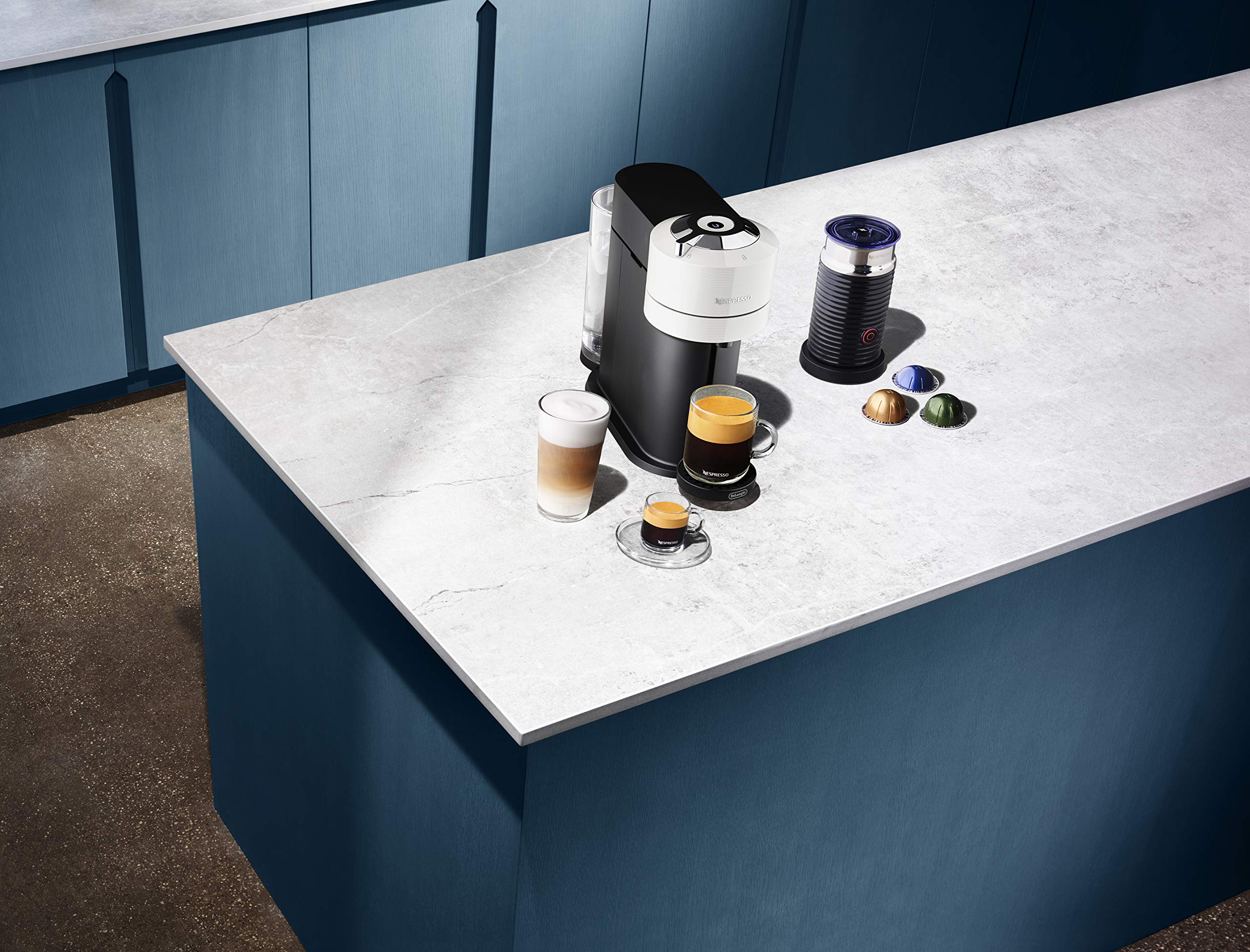 De'Longhi Nespresso Vertuo Next Coffee & Espresso Machine with Aeroccino Milk Frother - White | Single-Serve Pod Brewer for Home & Office Use