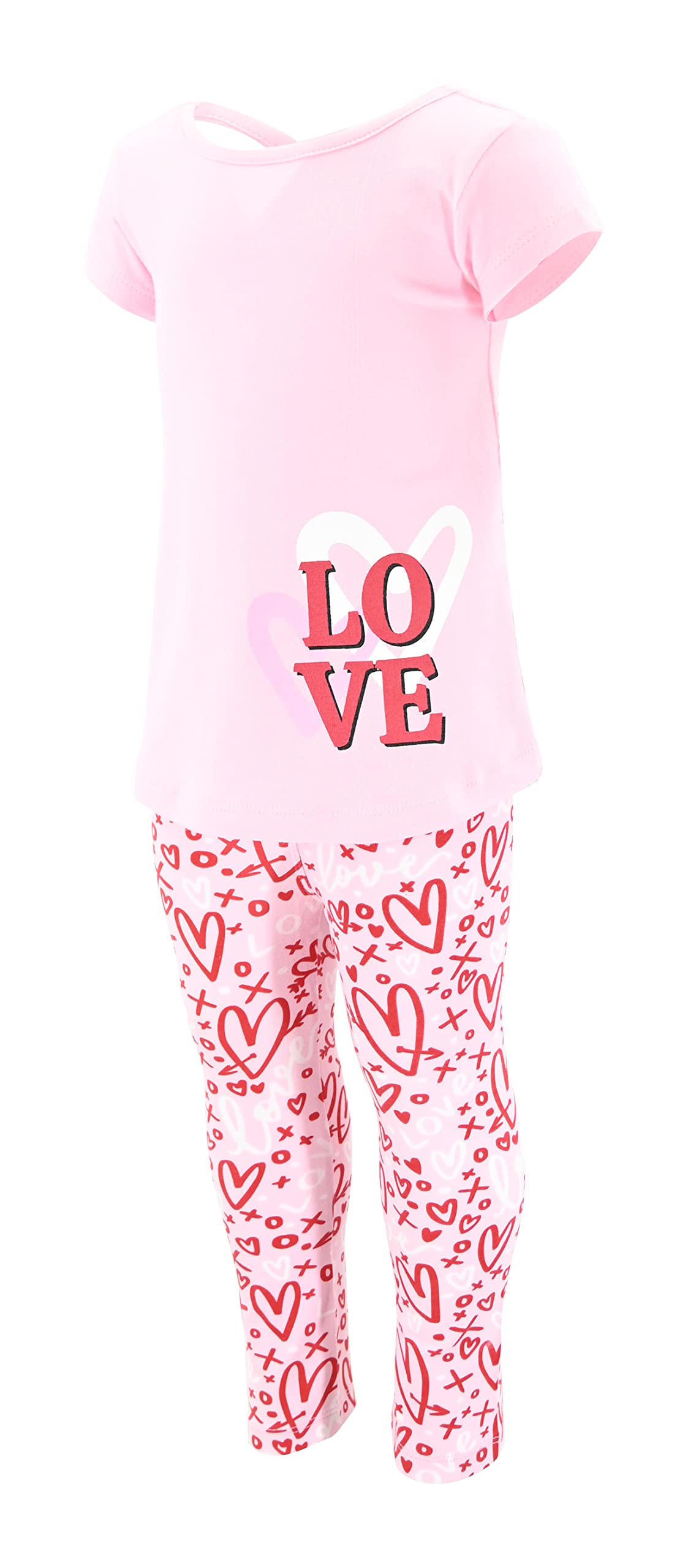 Girls 2-Piece Printed Leggings & Cross Back Shirt Set - Playtime & Casual Outfit