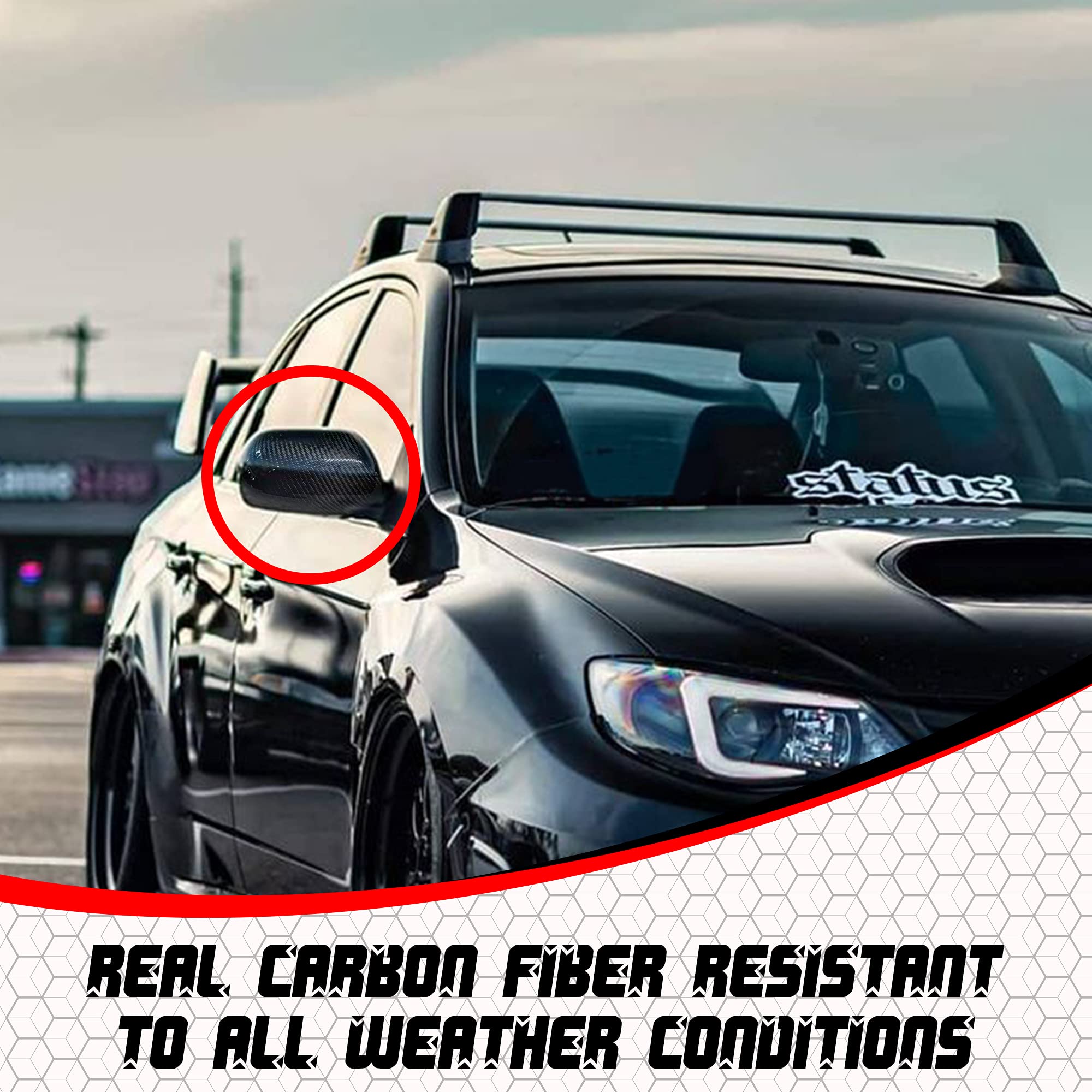 **2008-2014 Subaru WRX STI/WRX Mirror Cover - Dry Carbon Fiber Design, UV-Resistant Clear Coat, Lightweight & Durable (2-Piece Set) - Upgrade Exterior Styling for Sporty Look**