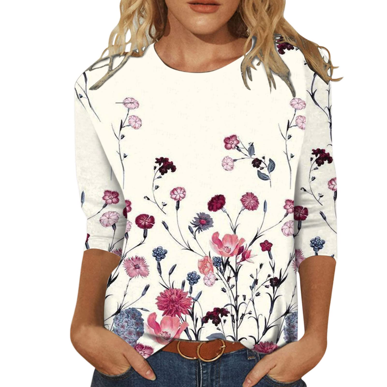 Women's Short Sleeve Casual T-Shirts - Summer Ruffle Round Neck Loose Fit Blouse Tops | Breathable & Comfortable for Daily Wear, Outings & Beach Vacations