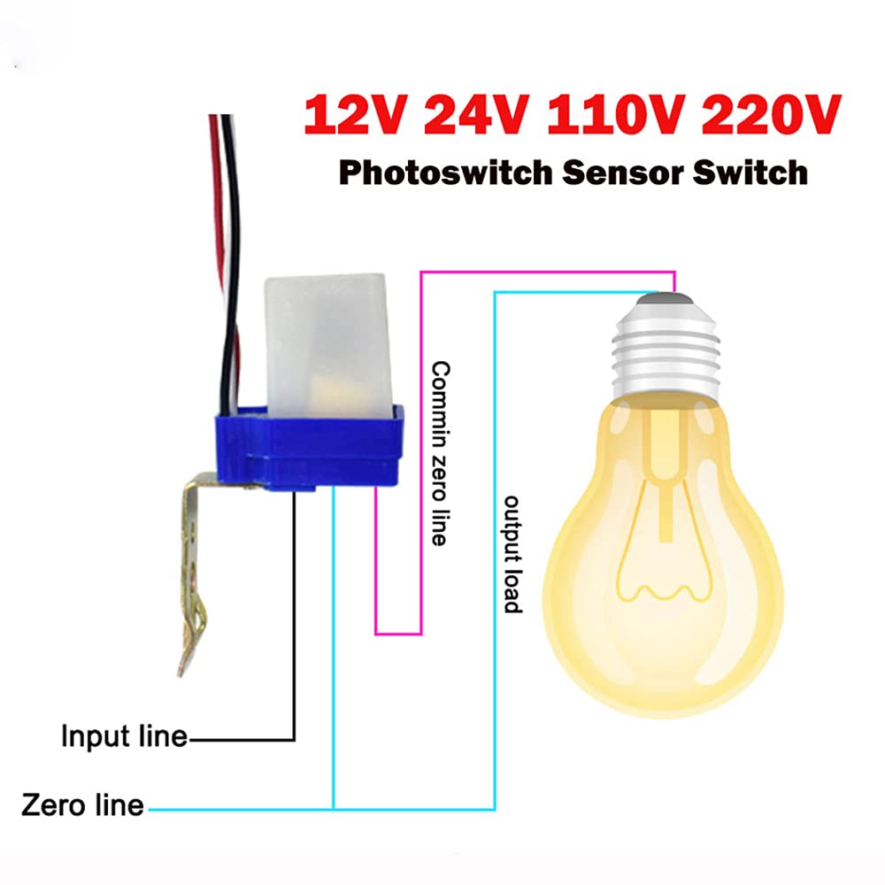 1Pcs AC/DC 220V 10A Automatic Photocell Light Switch with Auto On/Off - Waterproof & Dustproof Outdoor Sensor for Street Lights, Parking Lots & Garden Lighting