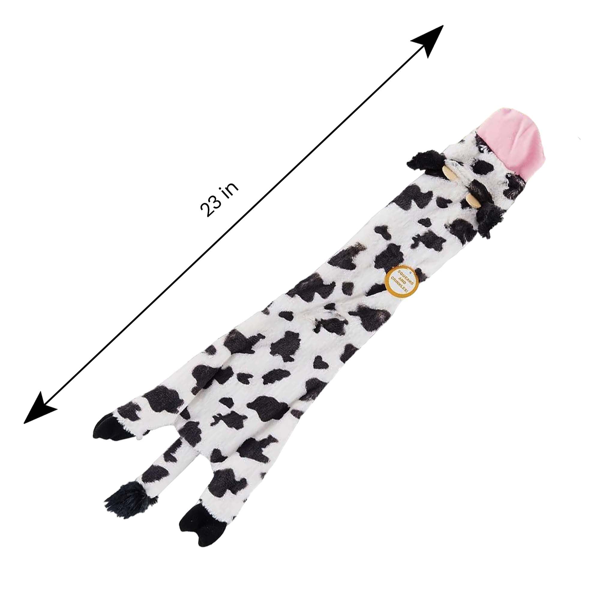 SPOT by Ethical Products Skinneeez Crinklers - Stuffless Crinkle Dog Toy with Squeaker for All Breeds | Interactive Tug-of-War Play Toy for Small & Large Dogs | Durable Squeaky Chew Toy (Cow Design, Large Size) - Perfect for Indoor Play, Training Rewards & Bonding Time