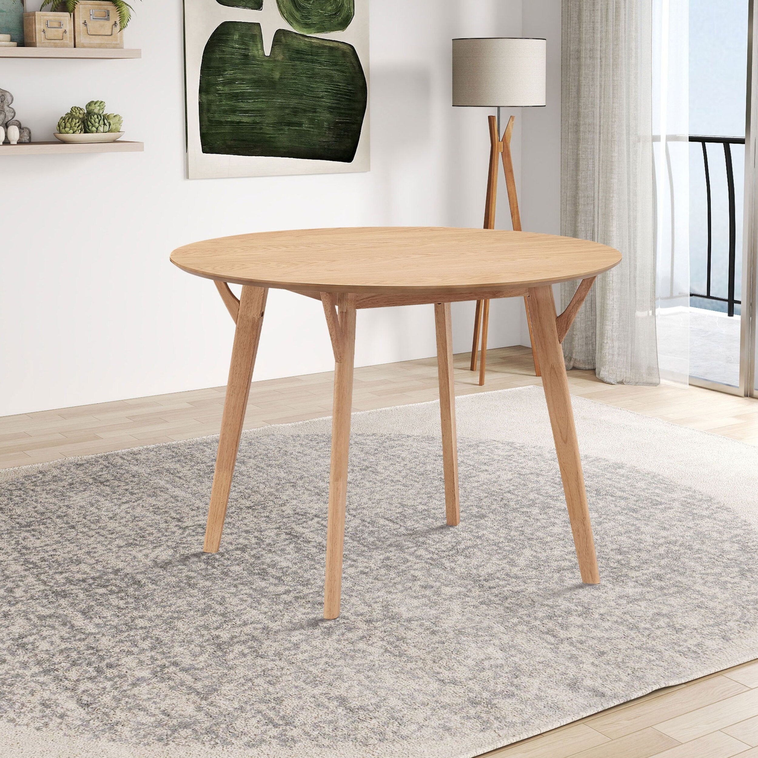 42-Inch Round Dining Table for 4 - Solid Wood & MDF Modern Kitchen Table with Space-Saving Design | Perfect for Small Apartments, Breakfast Nooks & Cozy Dining Spaces