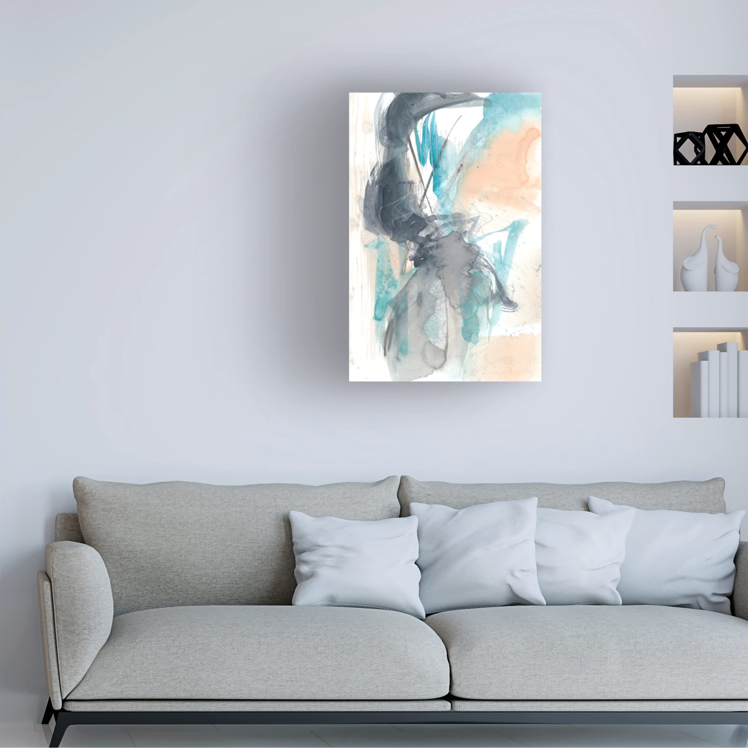 Trademark Fine Art 'Scribble and Splash II' Abstract Canvas Painting by Jennifer Goldberger - Modern Wall Art for Living Room, Bedroom & Office Decor