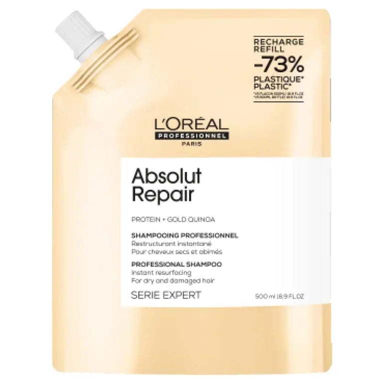 L'Oreal Paris Absolut Repair Shampoo for Damaged Hair - Deep Nourishing & Repairing Formula with Protein & Lipids - Restores Dry, Brittle Hair - Perfect for Daily Use at Home or Salon