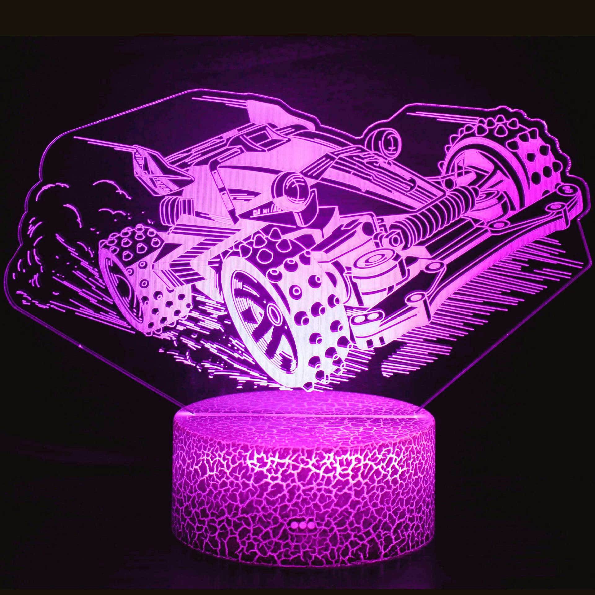 3D Illusion LED Tank Night Light - Touch Control, 7 Color Changing Table Lamp for Kids Room, Bedside, Desk Decor - Perfect Gift for Christmas, Birthday, Home & Children's Room Decoration