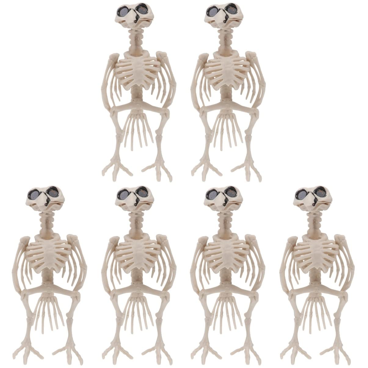 PRETYZOOM 6-Piece Halloween Skeleton Decor Set - Realistic Plastic Crow Skull Props for Spooky Party, Haunted House, and Outdoor Yard Decorations