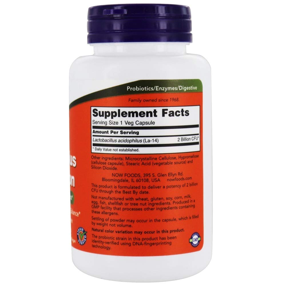 Now Foods Acidophilus Two Billion Probiotic - 100 Capsules 4 Pack for Digestive Health & Immune Support - Supports Gut Flora Balance for Daily Wellness