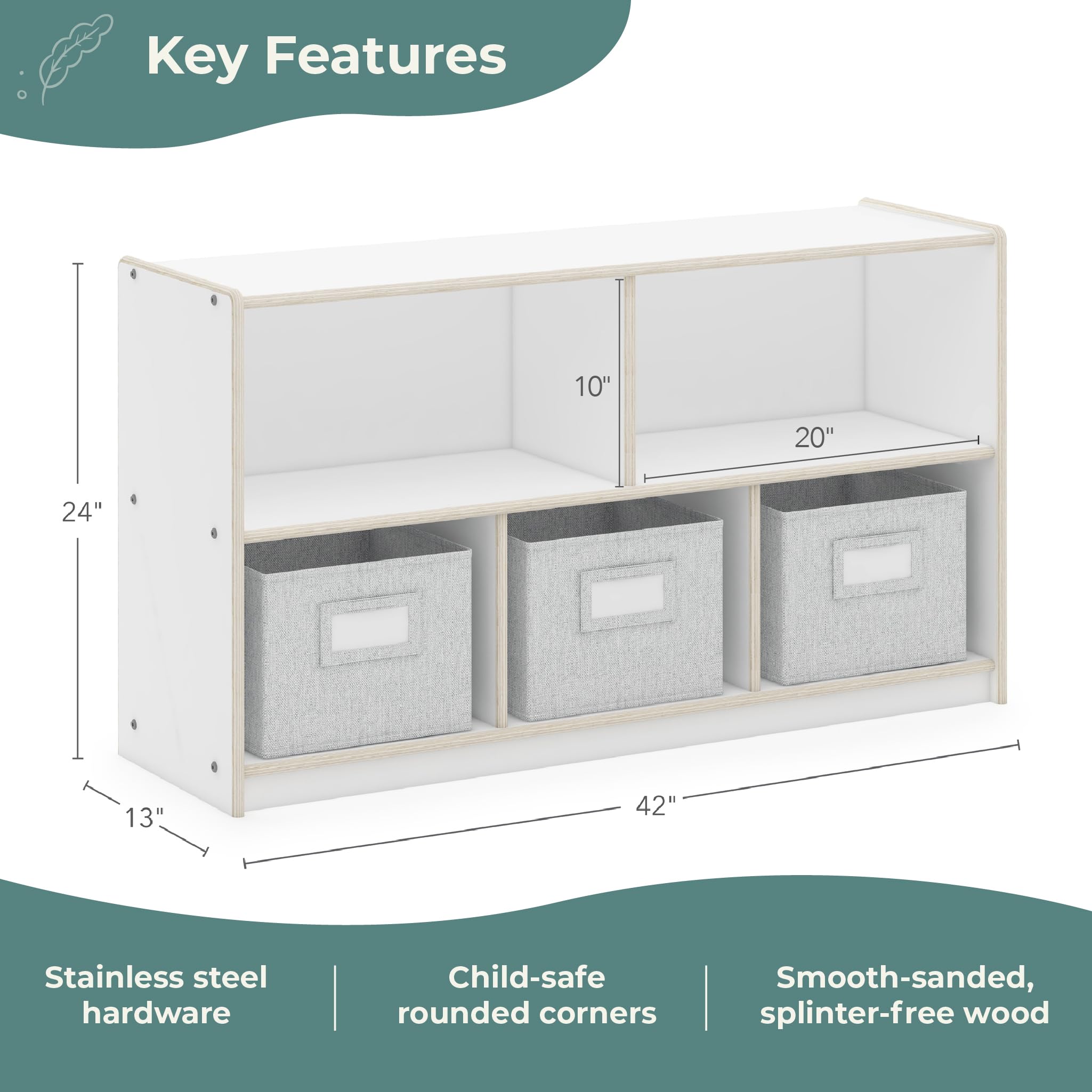 Guidecraft EdQ 5-Compartment Wooden Storage Shelf 24
