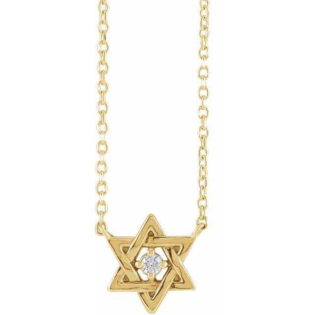 14K Solid Gold Star of David Necklace - 0.03 CT Diamond Pendant, Sterling Silver & Platinum Options - Perfect for Hanukkah Gifts, Jewish Holidays & Everyday Elegance