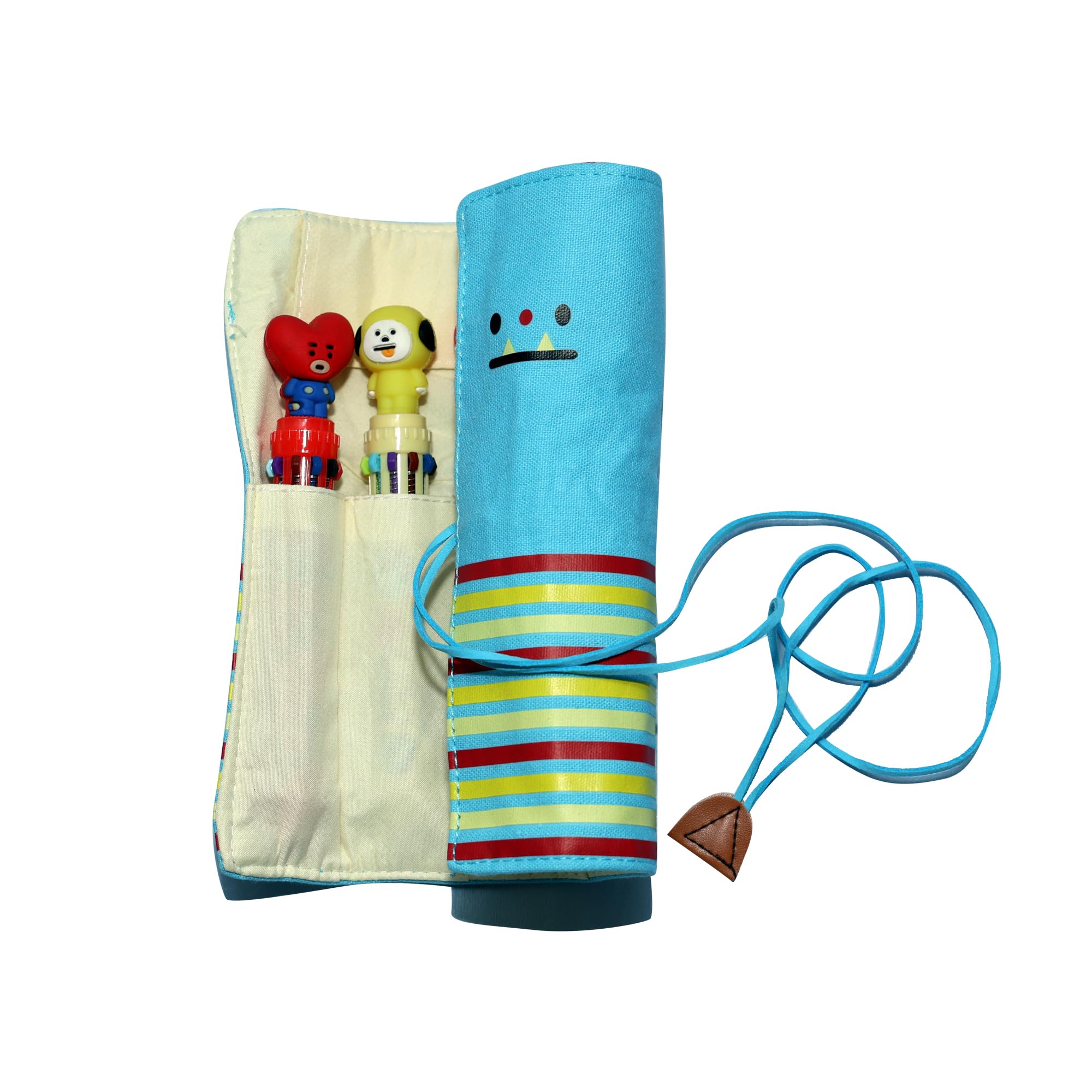 MALKIN Baby Blue Roll Geometry Box for Kids - School Pencil Case for Boys & Girls | Japanese Style Pencil Box with Math Tools | Perfect Birthday Gift for Students | Use for School, Homework & Art Projects