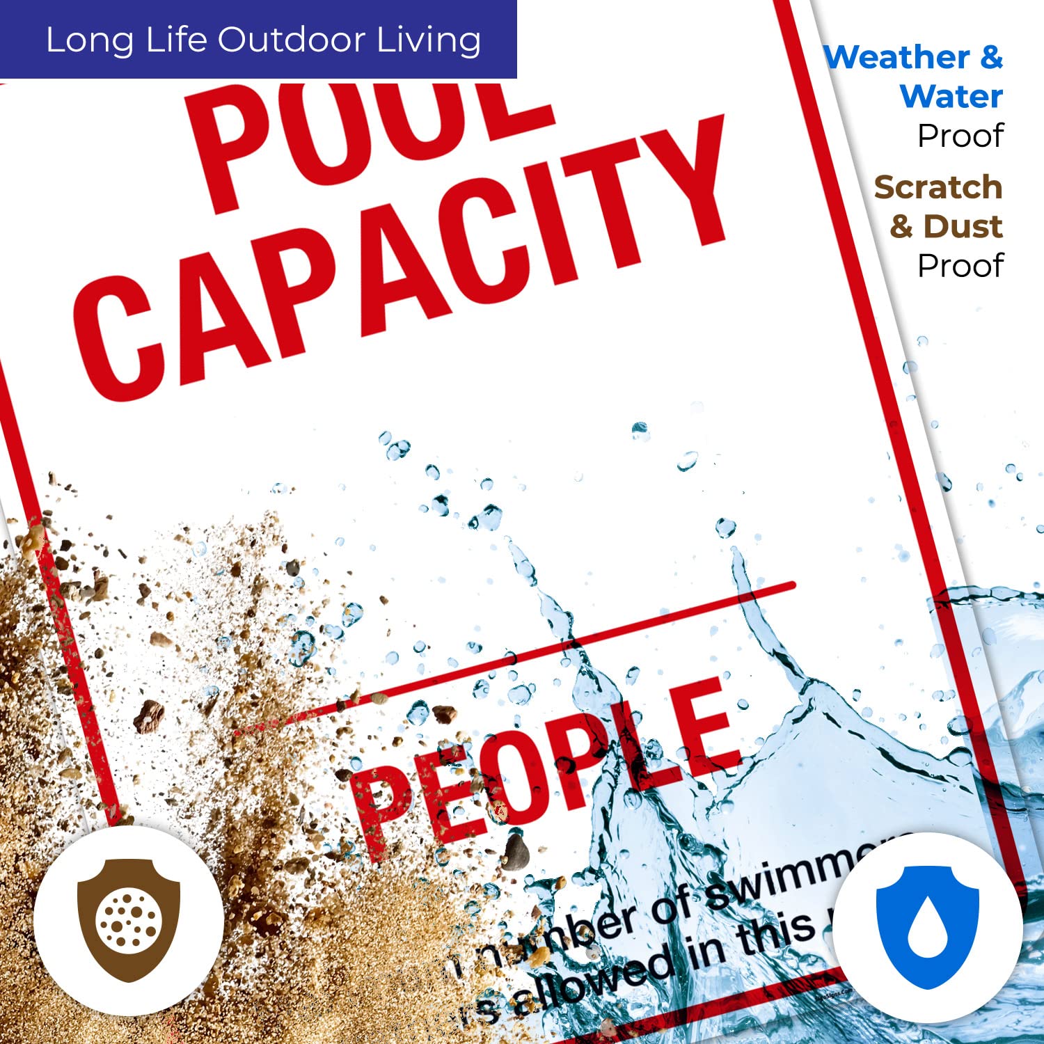 Pool Capacity Sign - 24x30 Inches Rust-Free .063 Aluminum Fade-Resistant Safety Sign | Made in USA | Perfect for Public Pools, Water Parks & Community Centers