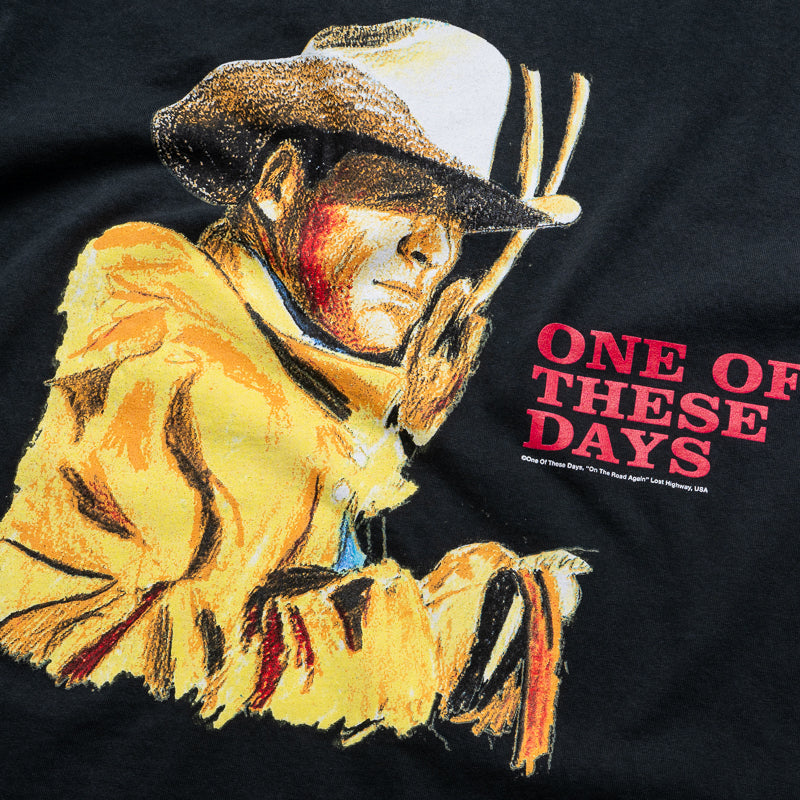 Vintage Sun Faded Black Band Tee - One Of These Days Tomorrow Never Knows Graphic T-Shirt | Casual Wear, Music Festival Outfit, Retro Street Style