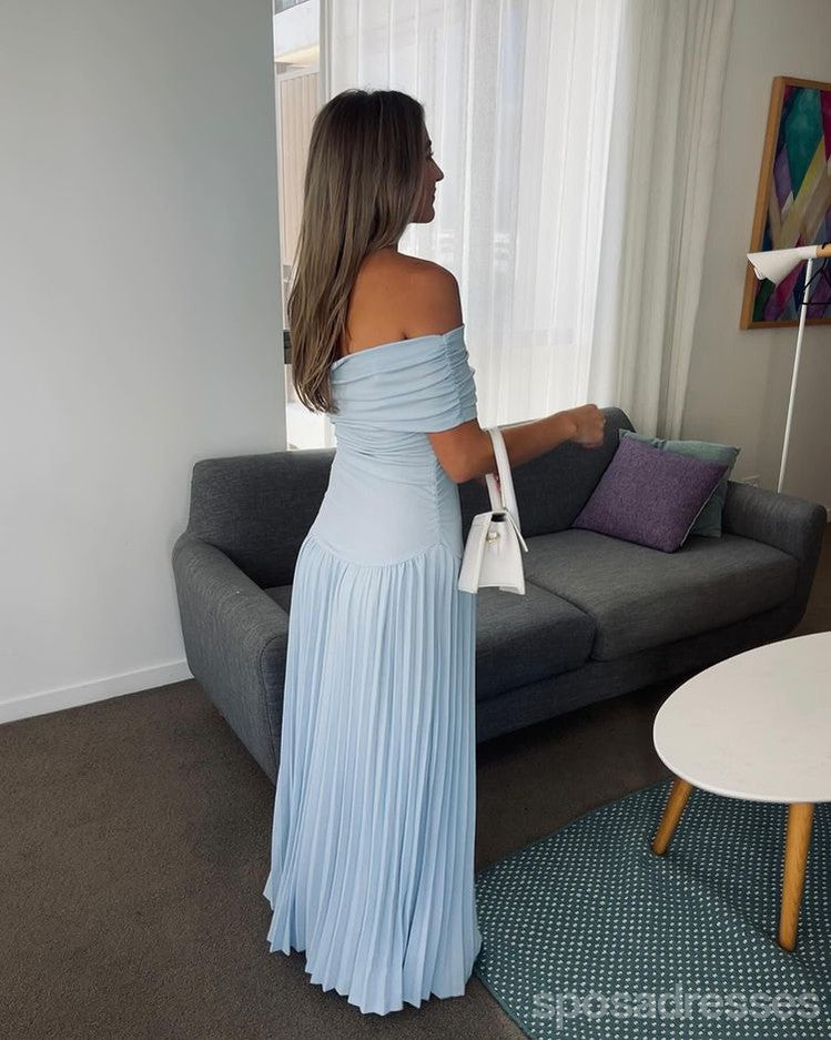 Elegant Blue Off Shoulder Long Prom Dress for Women - Formal Evening Gown for Party, Homecoming, Wedding Guest - 13721