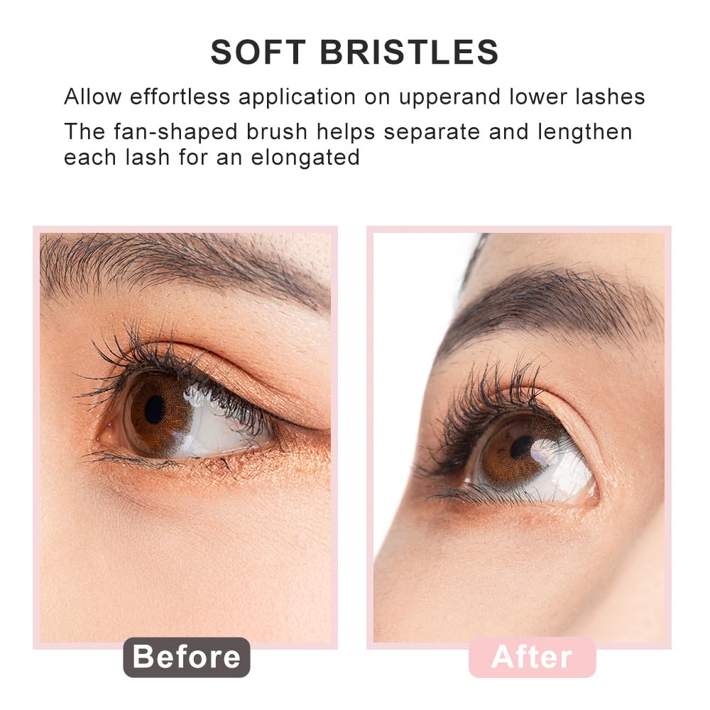 Fan Mascara Brush - Clump-Free Bent Lash Wand for Beginners (4PCS) - Perfect for Travel & Daily Makeup