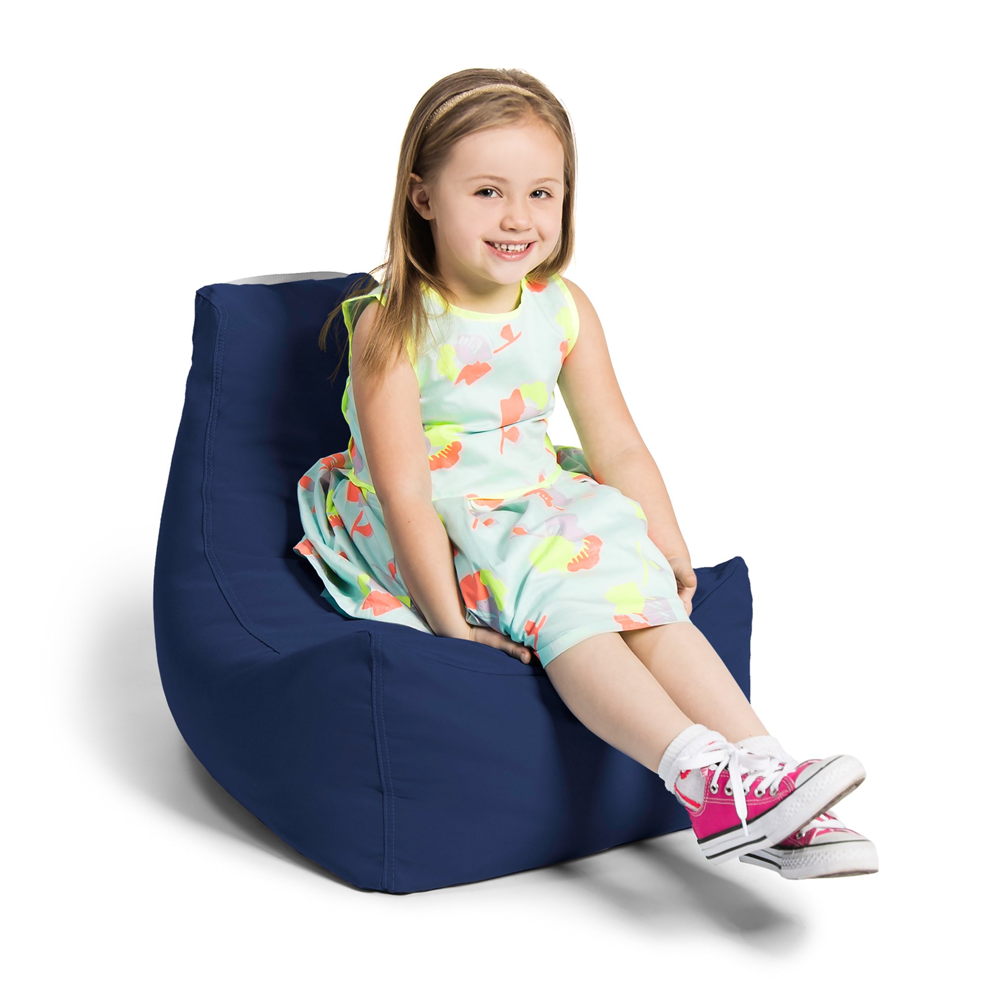 Jaxx Juniper Jr Outdoor Kids Bean Bag Chair - Waterproof Garden Chair for Children, Navy Blue - Perfect for Backyard, Patio, Camping & Indoor Playroom