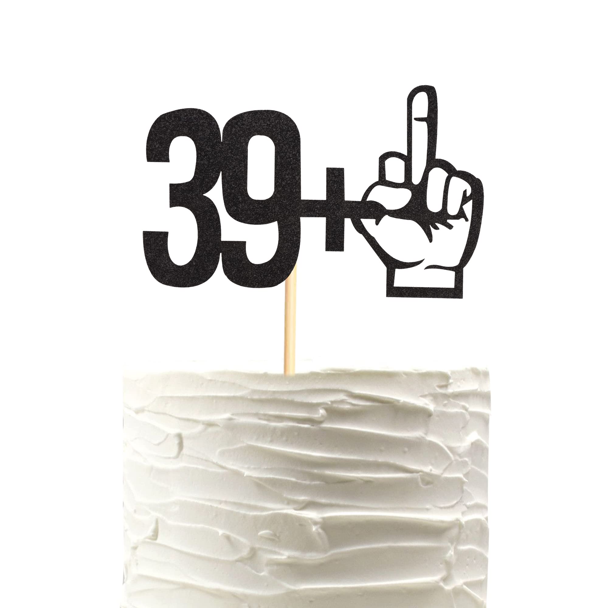 40th Birthday Cake Topper - Black Glitter 39+1 Party Decor for 40 Years Old Celebration - Funny 40th Birthday Party Supplies for Women & Men - Perfect for Anniversary, Milestone Parties & Cake Decorations