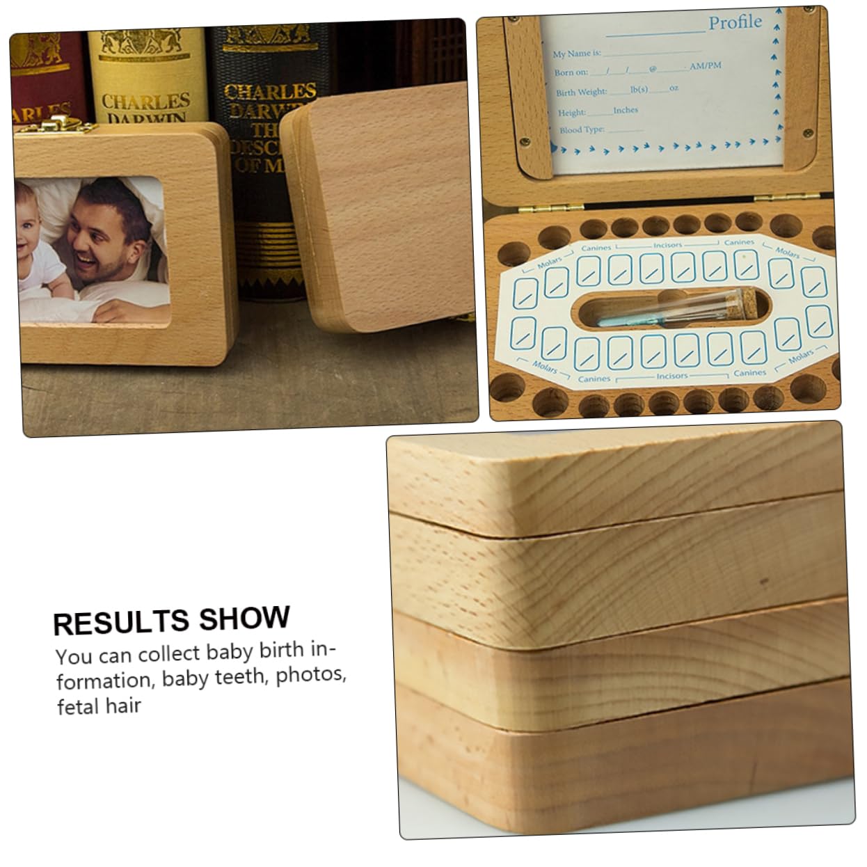 UPKOCH Baby Teeth Organizer Box - Wooden Keepsake Storage for First Tooth & Newborn Memories | Perfect Baby Shower Gift & Milestone Keeper