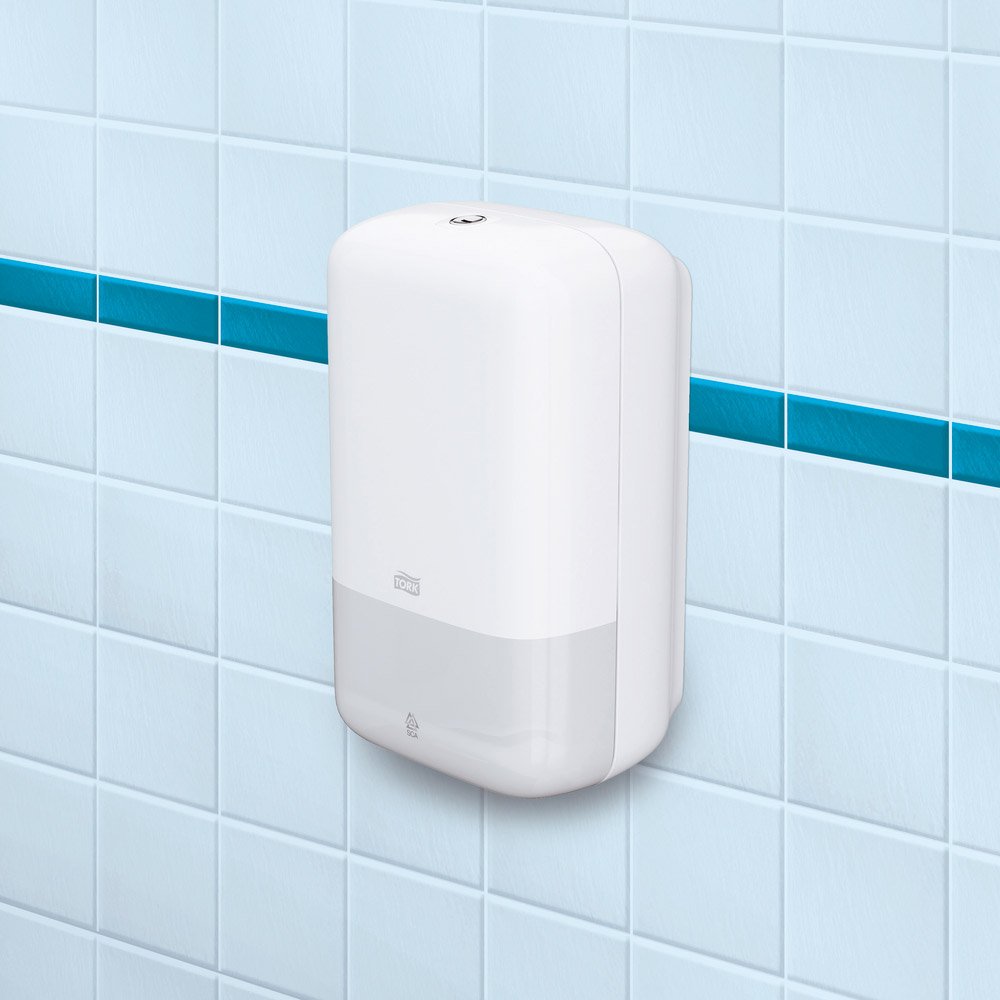 Tork W5518 White Elevation Dispenser for Folded Toilet Paper - Wall-Mounted Commercial Restroom Tissue Holder for Offices, Hotels & Public Washrooms