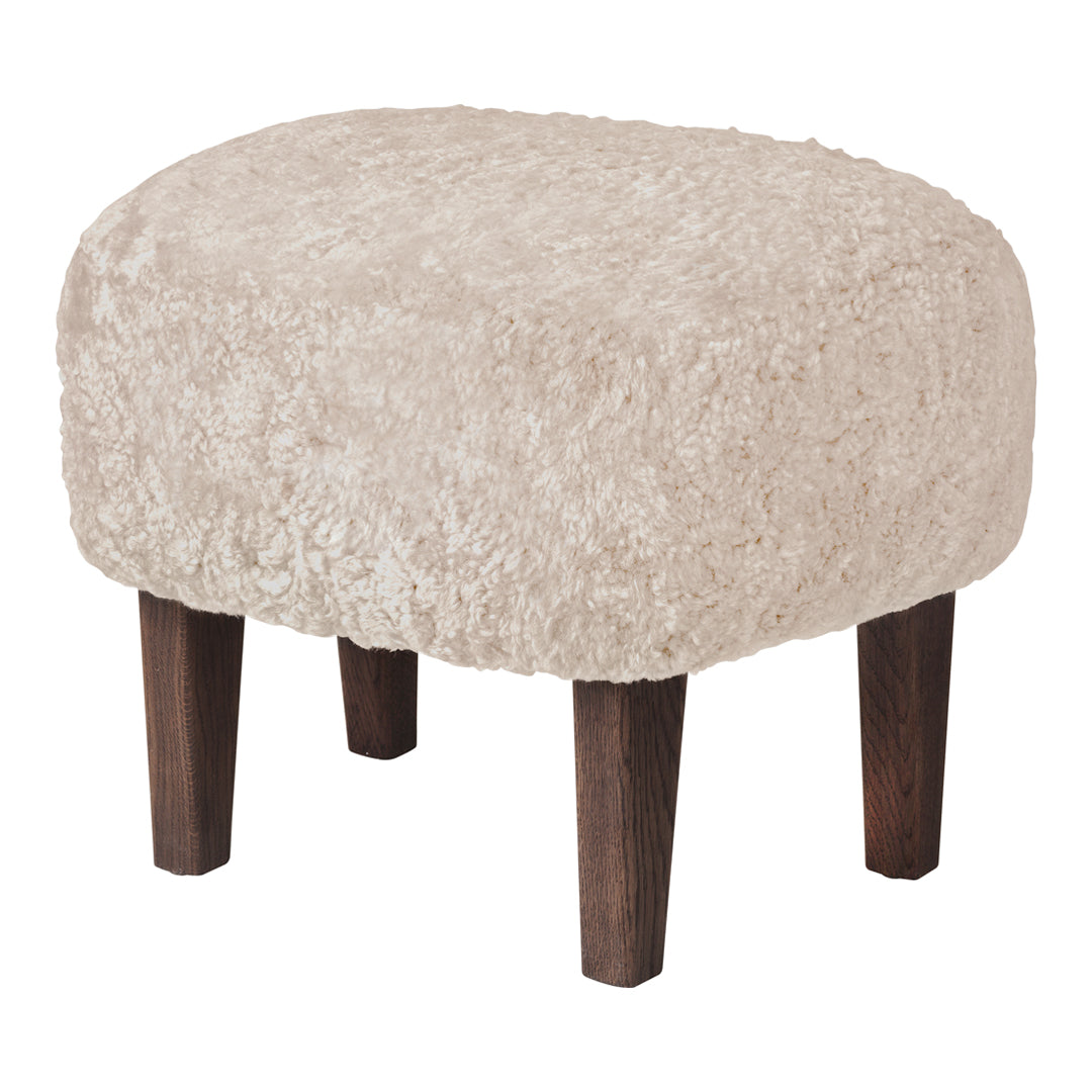 Premium Ingeborg Ottoman with Genuine Sheepskin Cover - Luxurious Footrest & Accent Chair for Living Room, Bedroom, or Office Decor