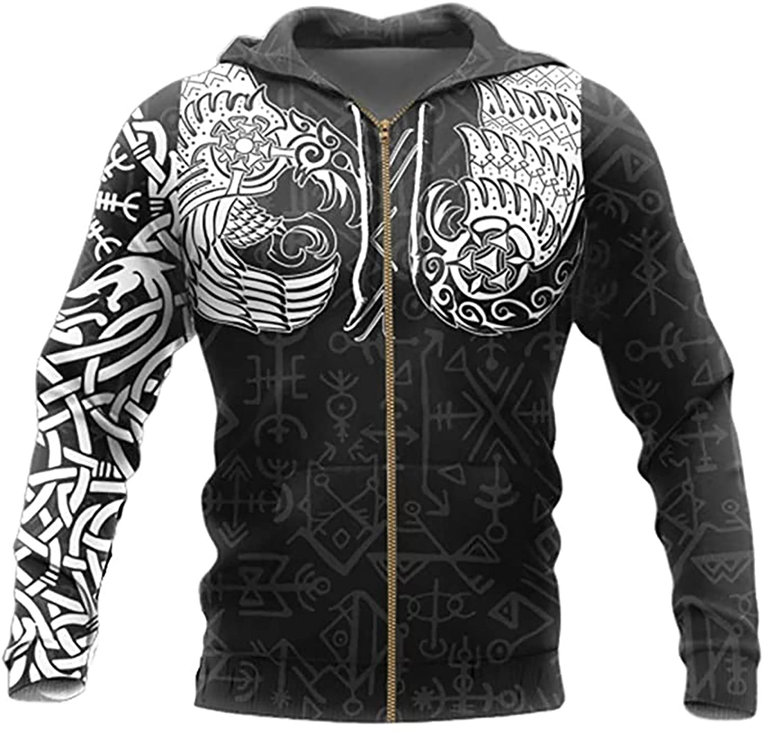 Viking Fenrir Wolf On Fire Zip Up Hoodie for Men & Women - Stylish Pullover for Outdoor Adventures & Casual Wear