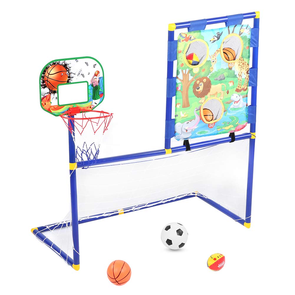 Durable Mini Basketball Hoop Stand for Kids - Indoor & Outdoor Basketball Goal with Football Net - Fun Exercise Toy for Backyard, Playroom, and Park Playtime