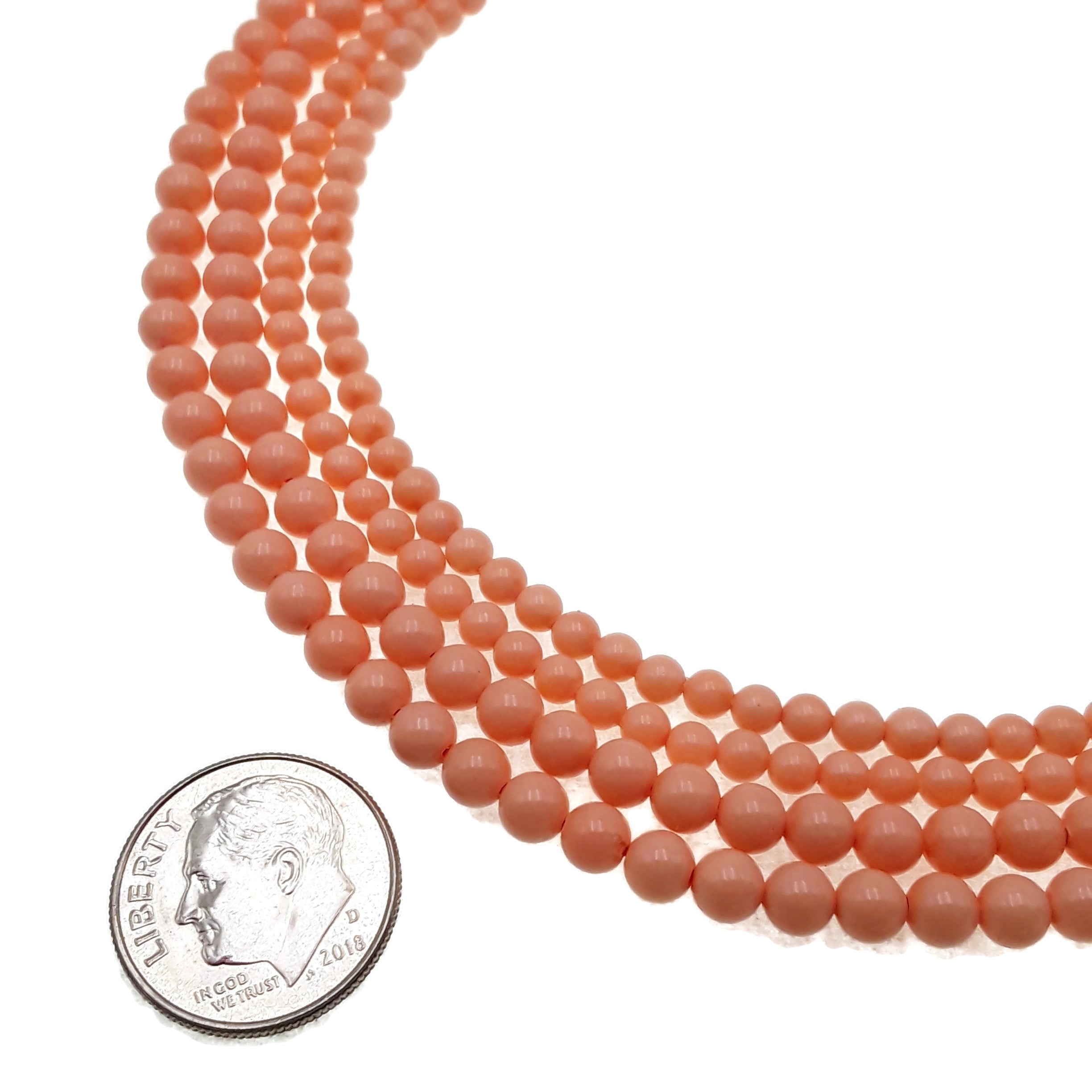 Pink Shell Pearl Smooth Round Beads for Jewelry Making - 3mm 4mm 6mm 8mm 10mm 15.5 Inch Strand - DIY Necklace Bracelet Earrings Craft Supplies - Perfect for Bridal, Party & Gift Making