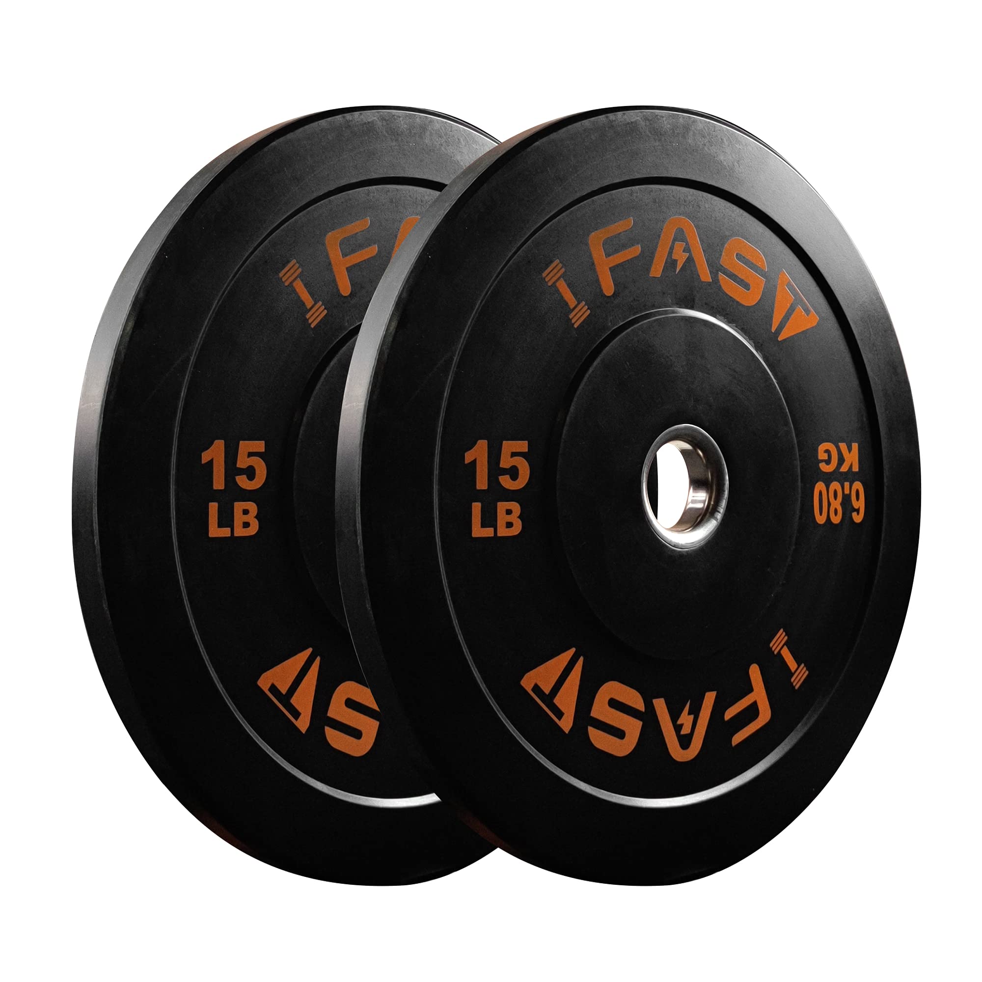 IFAST Olympic Bumper Weight Plates - 2-Inch Steel Insert Rubberized Weightlifting Plates (10LB-55LB) for CrossFit, Powerlifting & Home Gym | Durable Rubber Coated Barbell Plates for Olympic Lifting & Strength Training