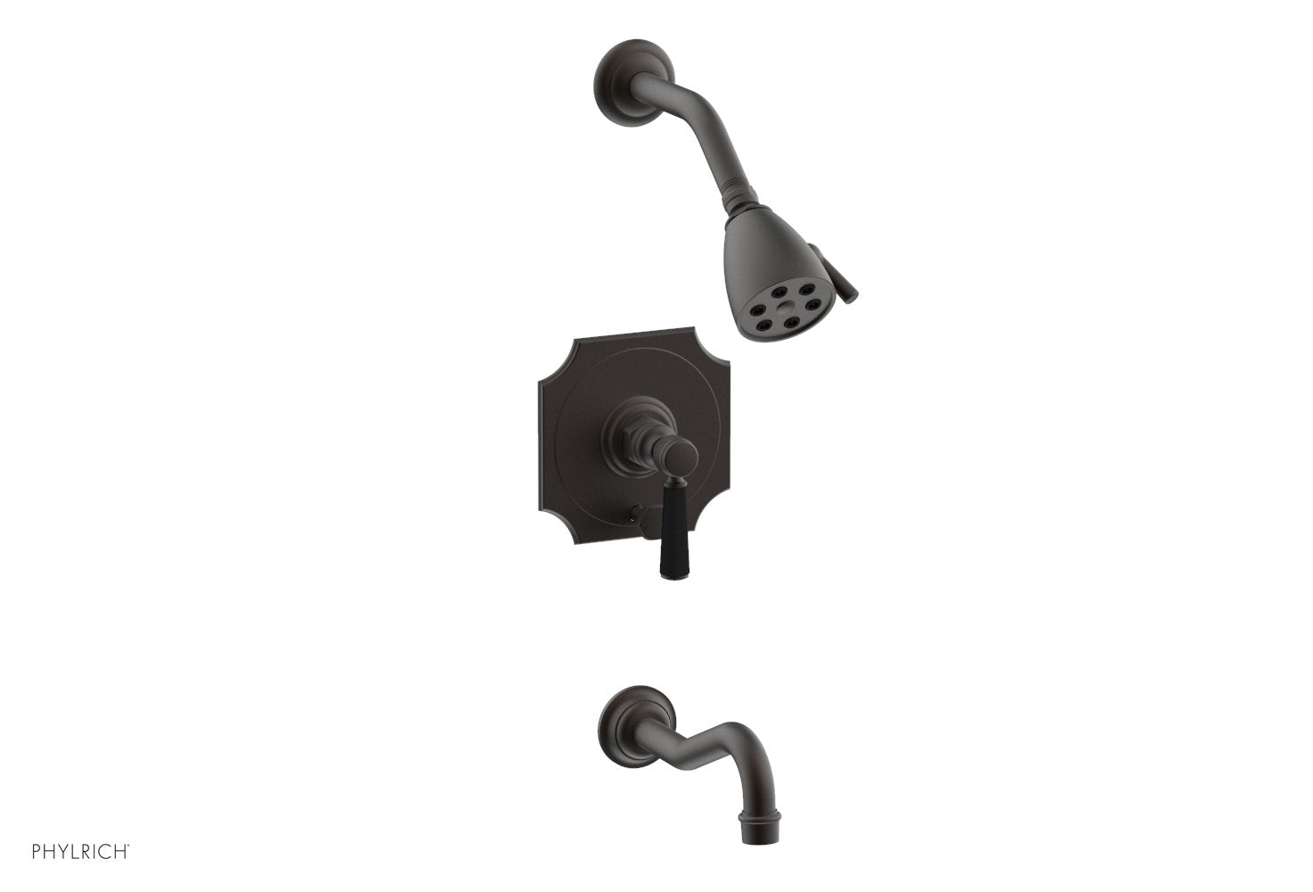 HENRI Pressure Balance Tub and Shower Set - Satin Black Lever Handle 161 30 | Bathroom Faucet for Modern Homes, Hotels & Spas