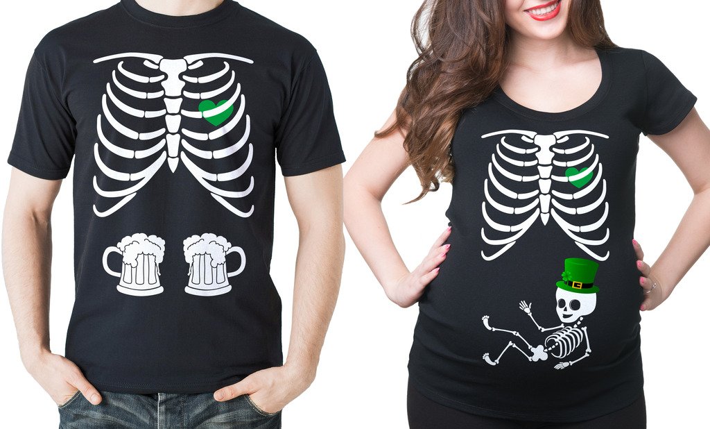 Stylish Couple Maternity T-Shirts for St. Patrick's Day | Comfortable Pregnancy Tees for Expecting Parents | Perfect for Gender Reveals, Baby Showers & Irish-Themed Celebrations