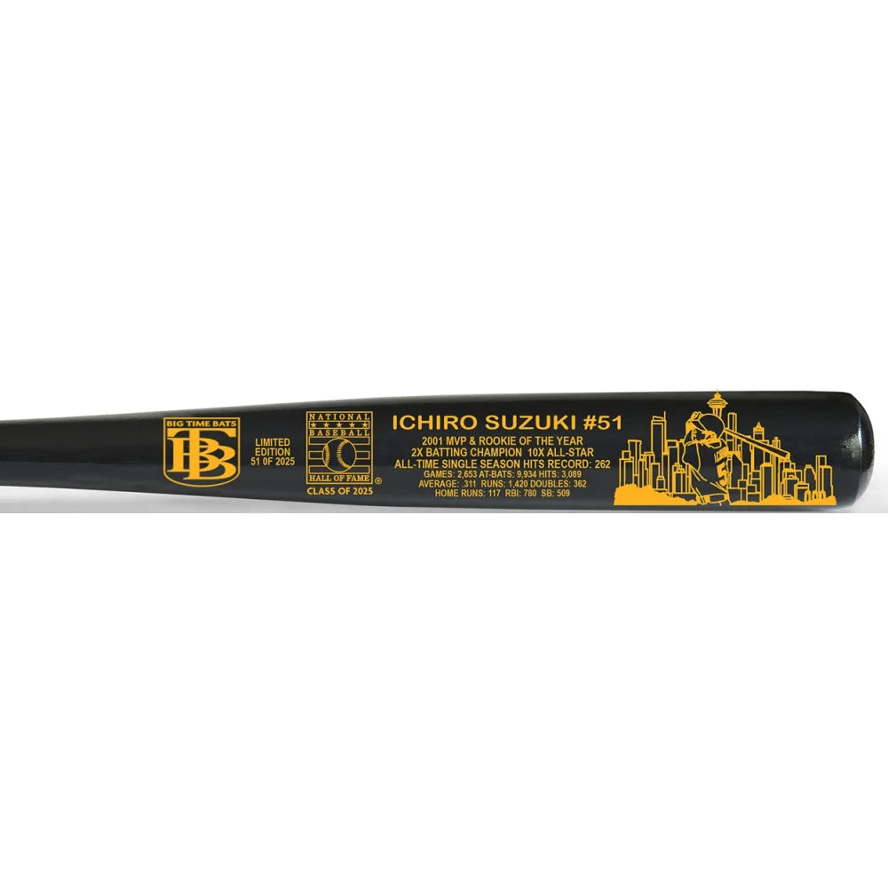 Ichiro Suzuki 2025 Cooperstown Hall of Fame Seattle Mariners Black Maple Baseball Bat #D/2024 - Limited Edition Collectible for Baseball Fans & Memorabilia Display