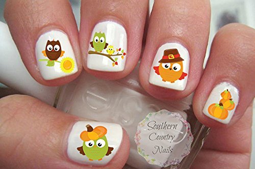 Autumn Fall Nail Art Decals Set of 2 - DIY Nail Stickers for Halloween, Thanksgiving & Fall Season Nail Designs