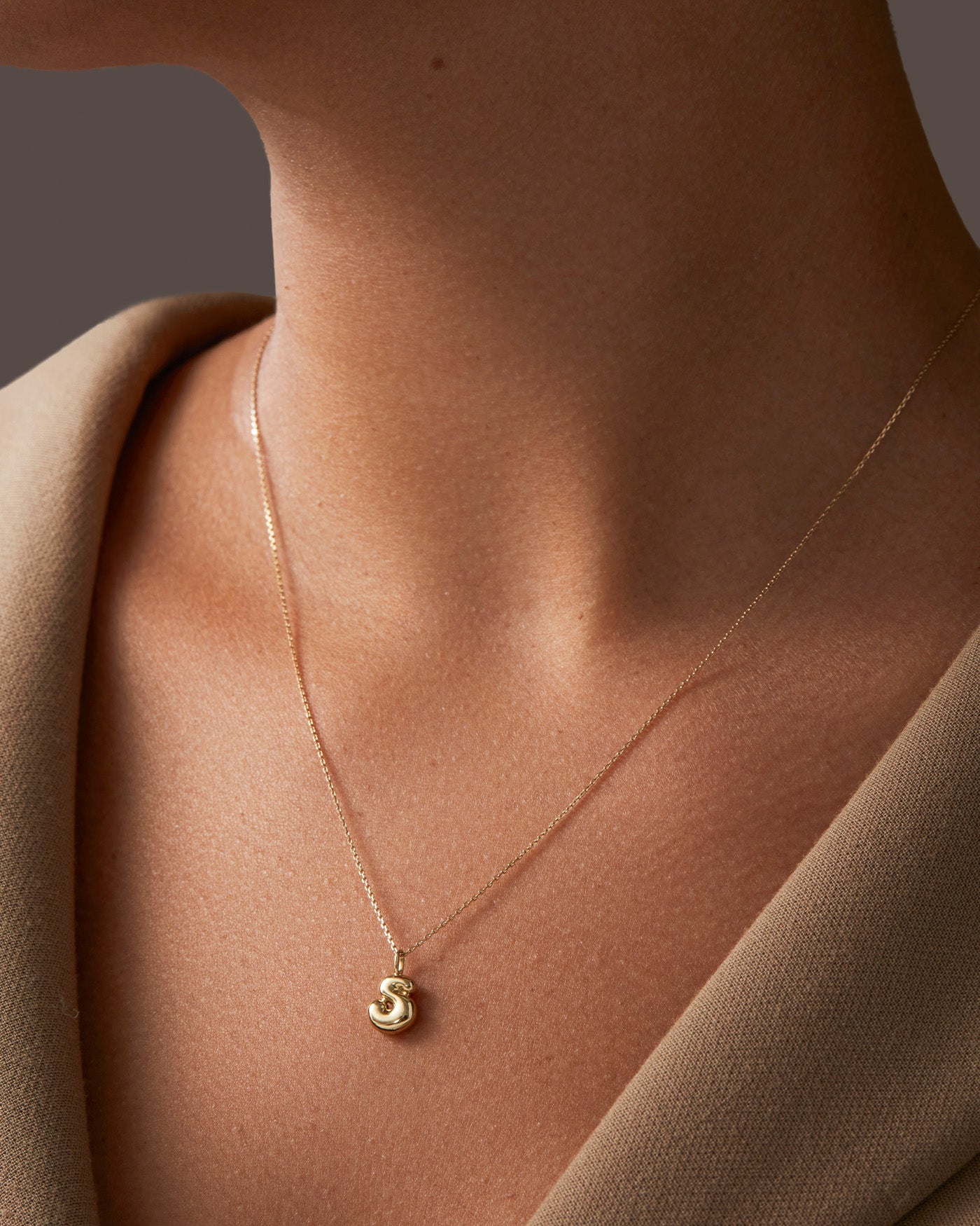 14K Gold Bubble Letter Necklace - Personalized Initial Pendant for Women - Perfect for Birthdays, Anniversaries & Everyday Elegance