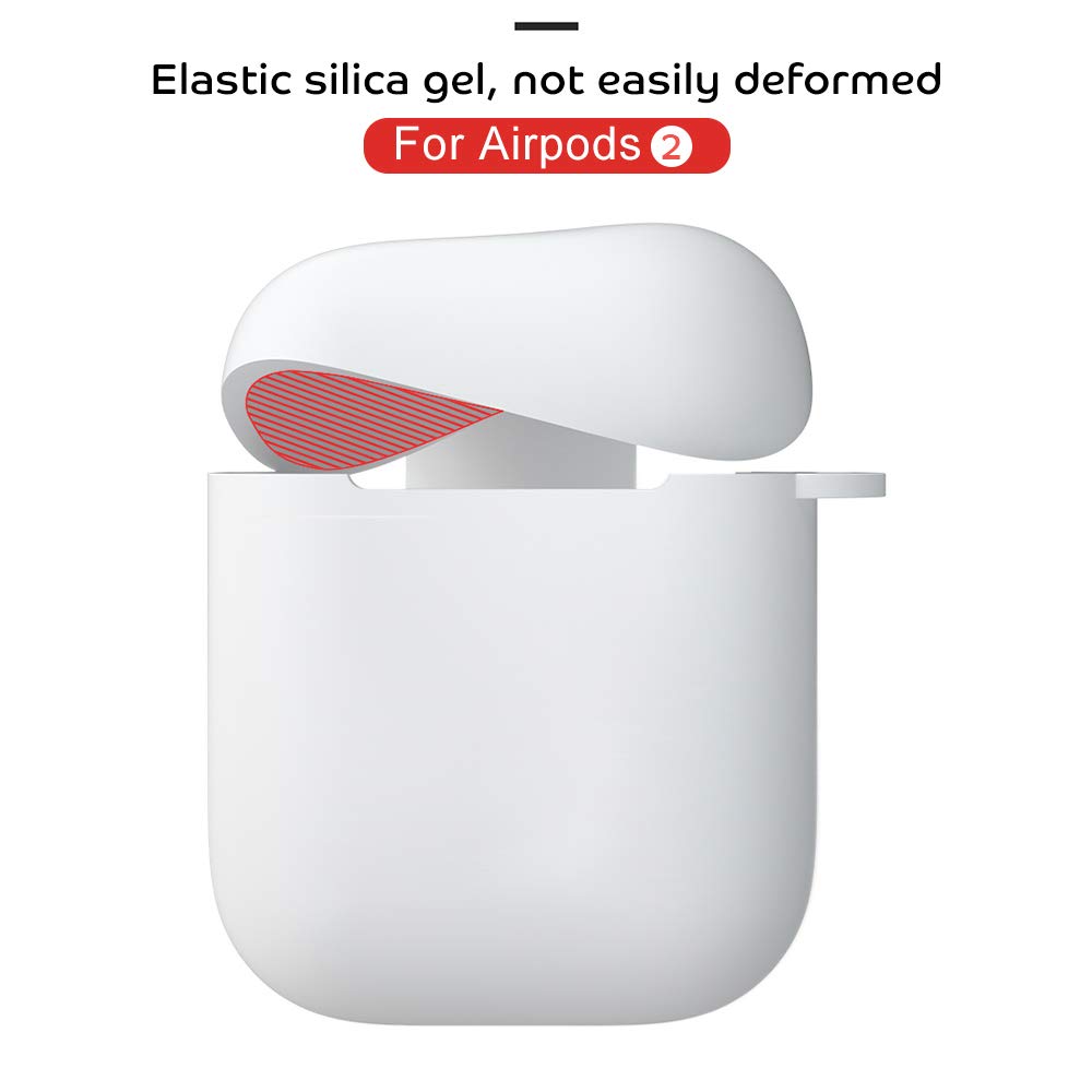 AirPods 2 Protective Case - Soft Silicone Cover with Charging Port & Anti-Lost Carabiner - Shockproof & Durable Earphone Sleeve for AirPods (Dark Blue) - Perfect for Gym, Travel & Everyday Use